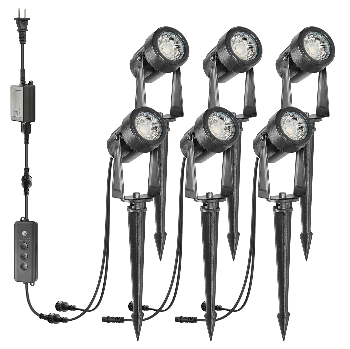 Sunthin Outdoor Landscape Lighting With Dusk To Dawn Sensor Controller, 6 Pack