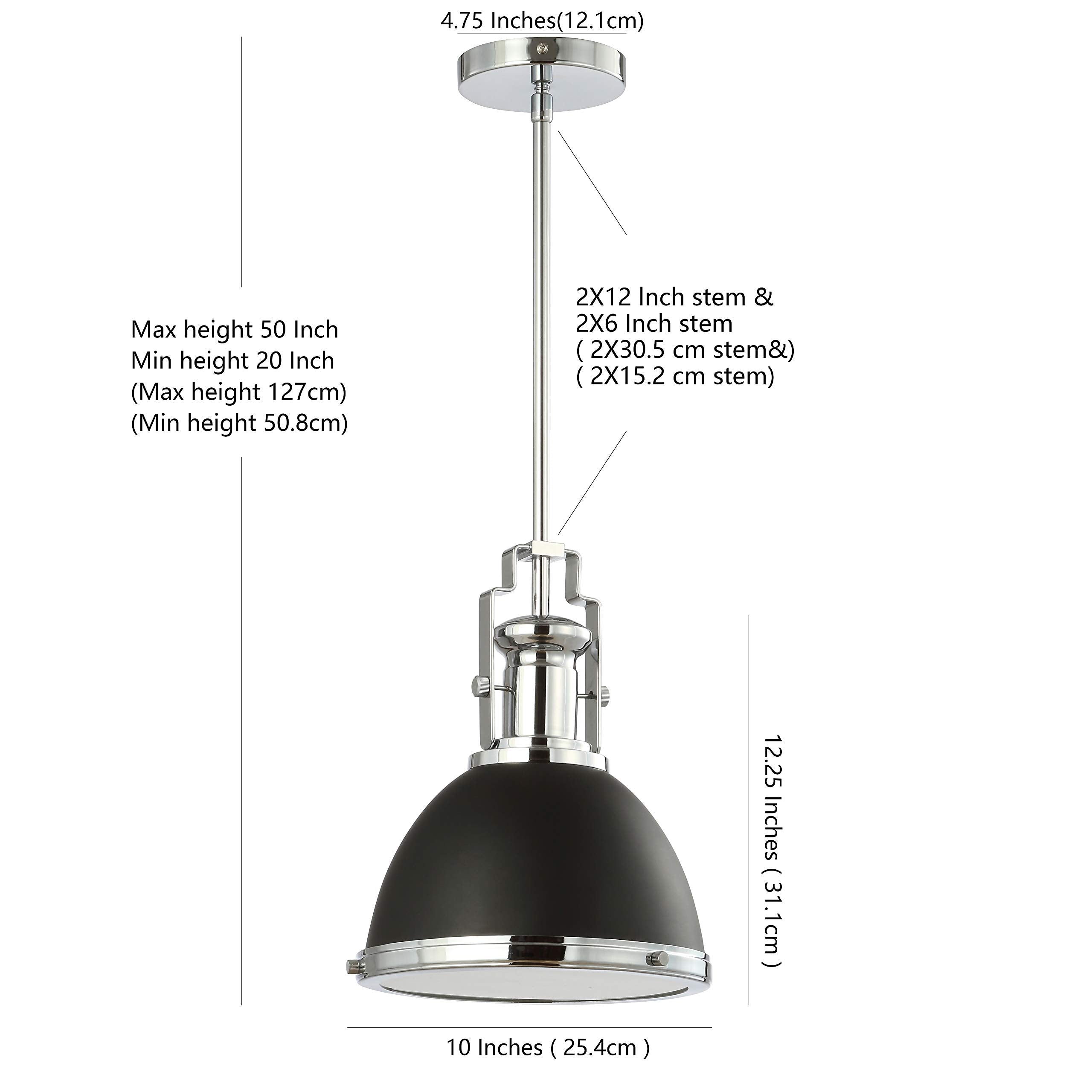 Jonathan Y Jyl9535B Homer 10'' Iron/Glass Adjustable Vintage Led Kitchen Pendant For Living Room Bedroom, Bohemian Classic, Blac