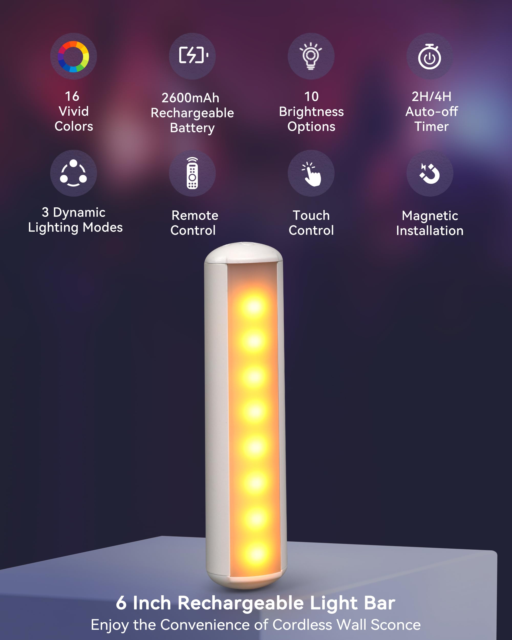 TECOMLIGHT Rechargeable LED Wall Sconces Set of 2, Wireless, Remote & Timer, Linen Fabric Shade, Beige, Model TWS-LB15
