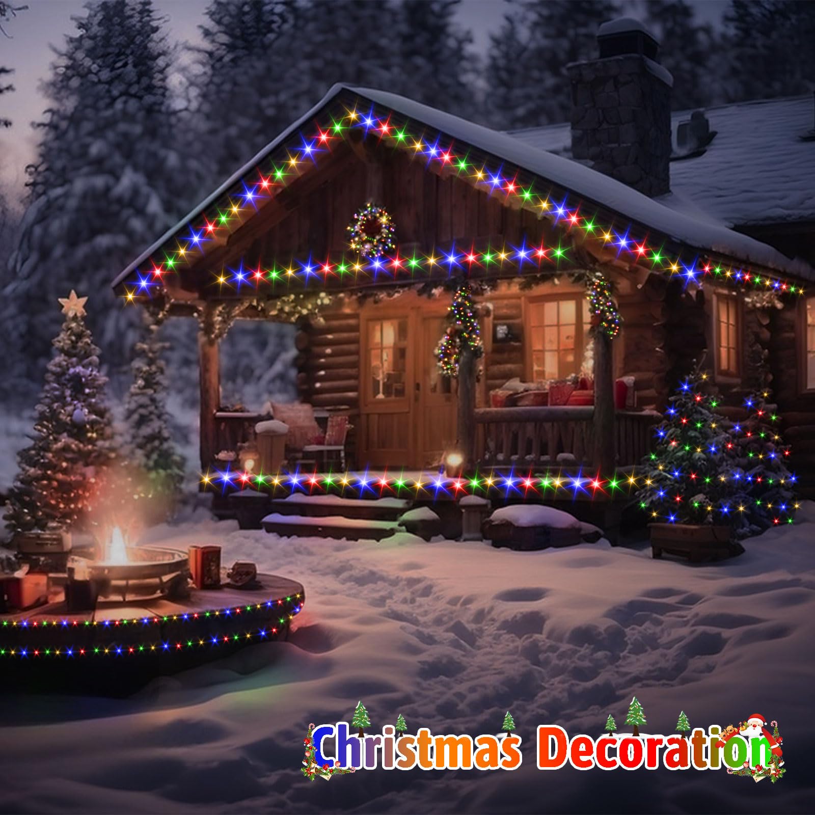 ROADAYLY 131FT 400 LED Christmas String Lights, Waterproof, 8 Modes, Timer, Multicolor
