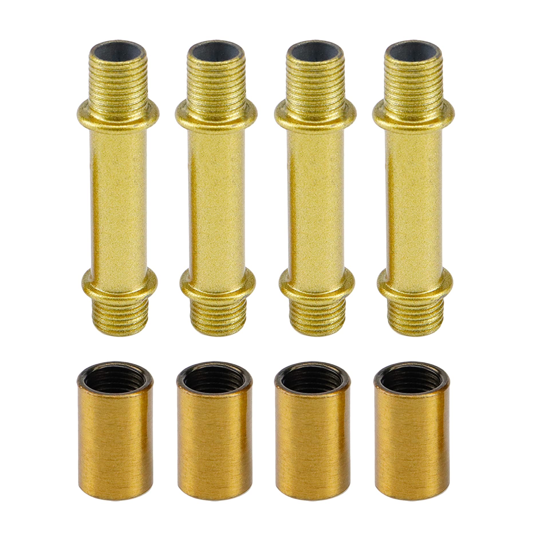 MY MIRONEY 4 Sets Straight Pipe Lamp Stem Kit with Connector M10 Gold Lamp Rod Hardware Light Fixture Parts Replacement, 1.97'' 