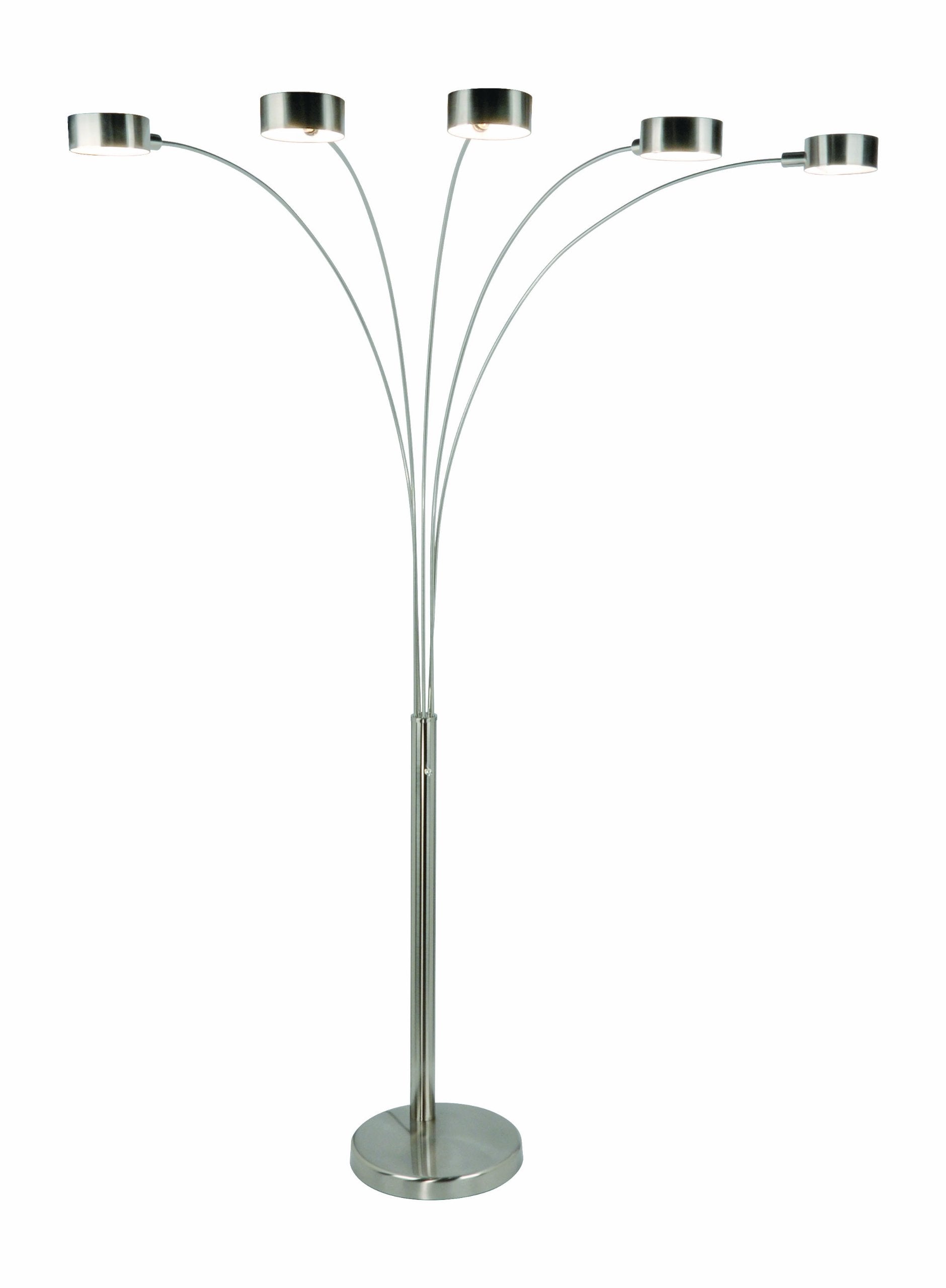 Artiva USA 5 Arc Floor Lamp with Dimmer Switch, Brushed Steel, 360 Degree Rotatable Shades, Model A207901SN