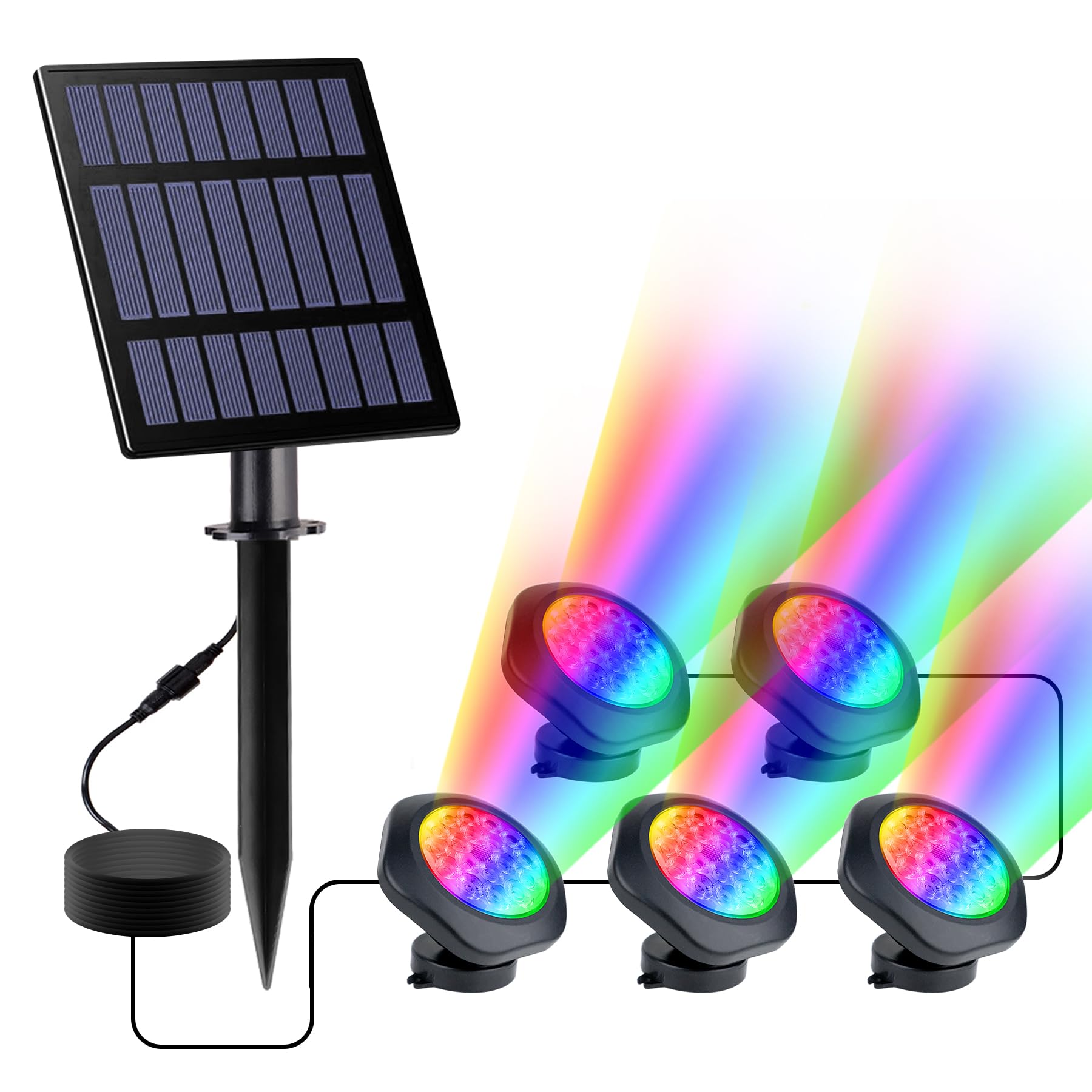 Crepow 18 Led Solar Pond Lights, Ip68 Waterproof Color Changing Submersible Spotlights