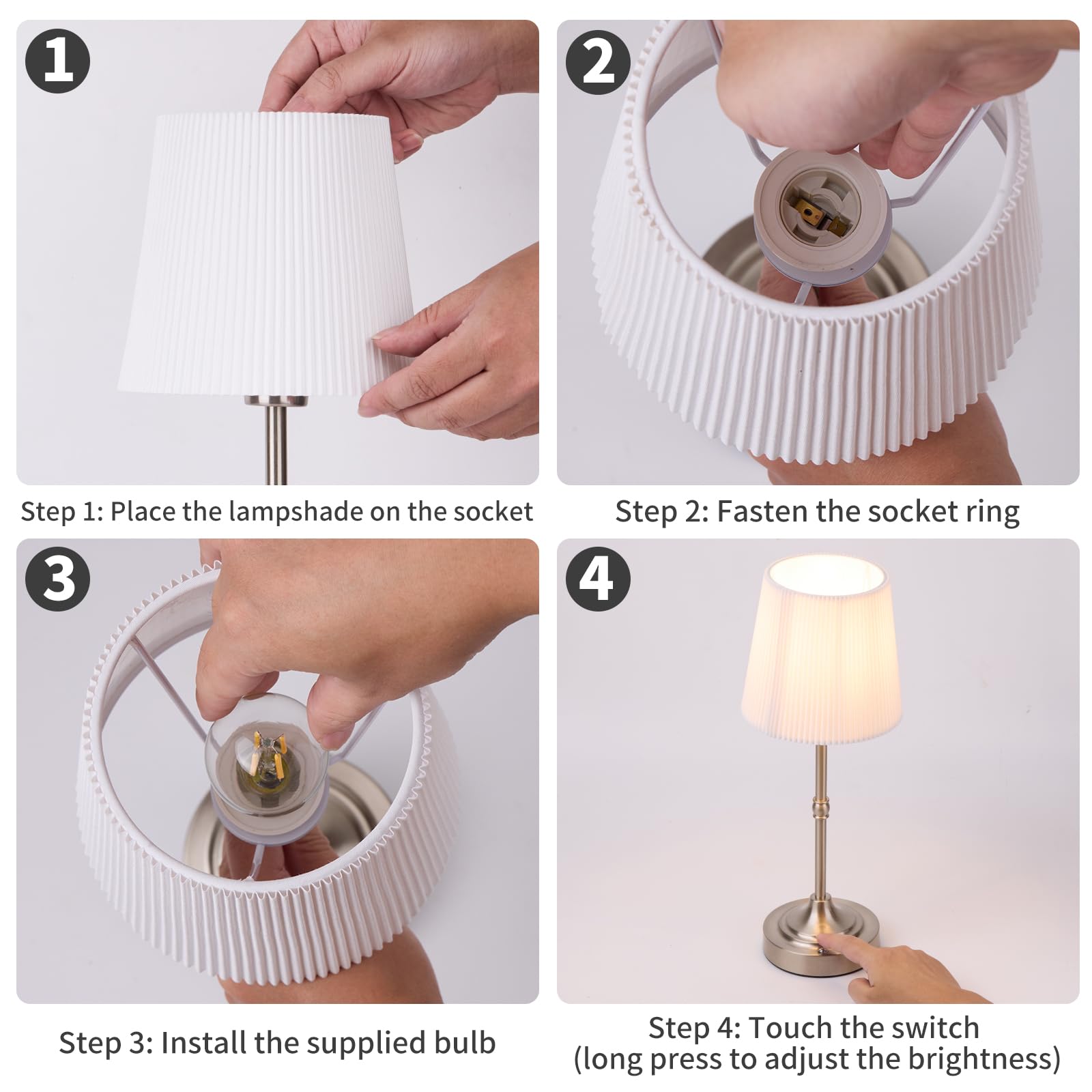 Yyxgoob Cordless Led Table Lamp,Portables Fabric Shade Desk Lamps, 5000Mah Rechargeable Battery Powered Lighting, Dimmable Light