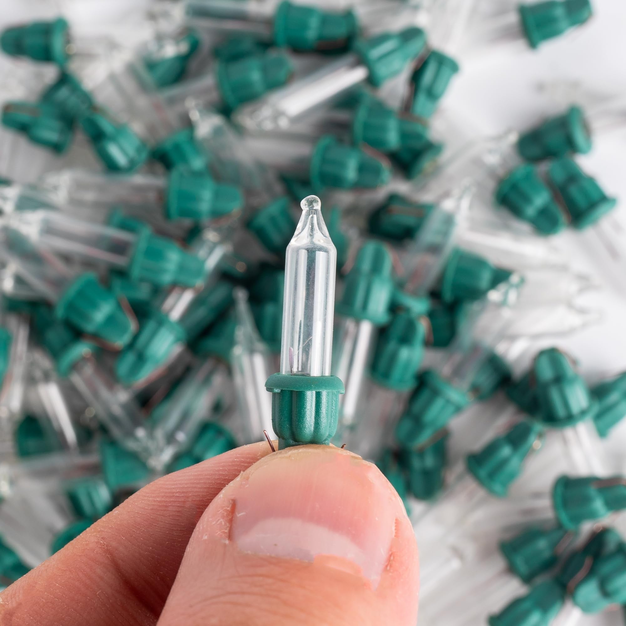 Dazzle Bright 120 Pcs Replacement Christmas Mini Light Bulbs, Warm White Incandescent String Lights With Green Base, 2.5 V Bulbs