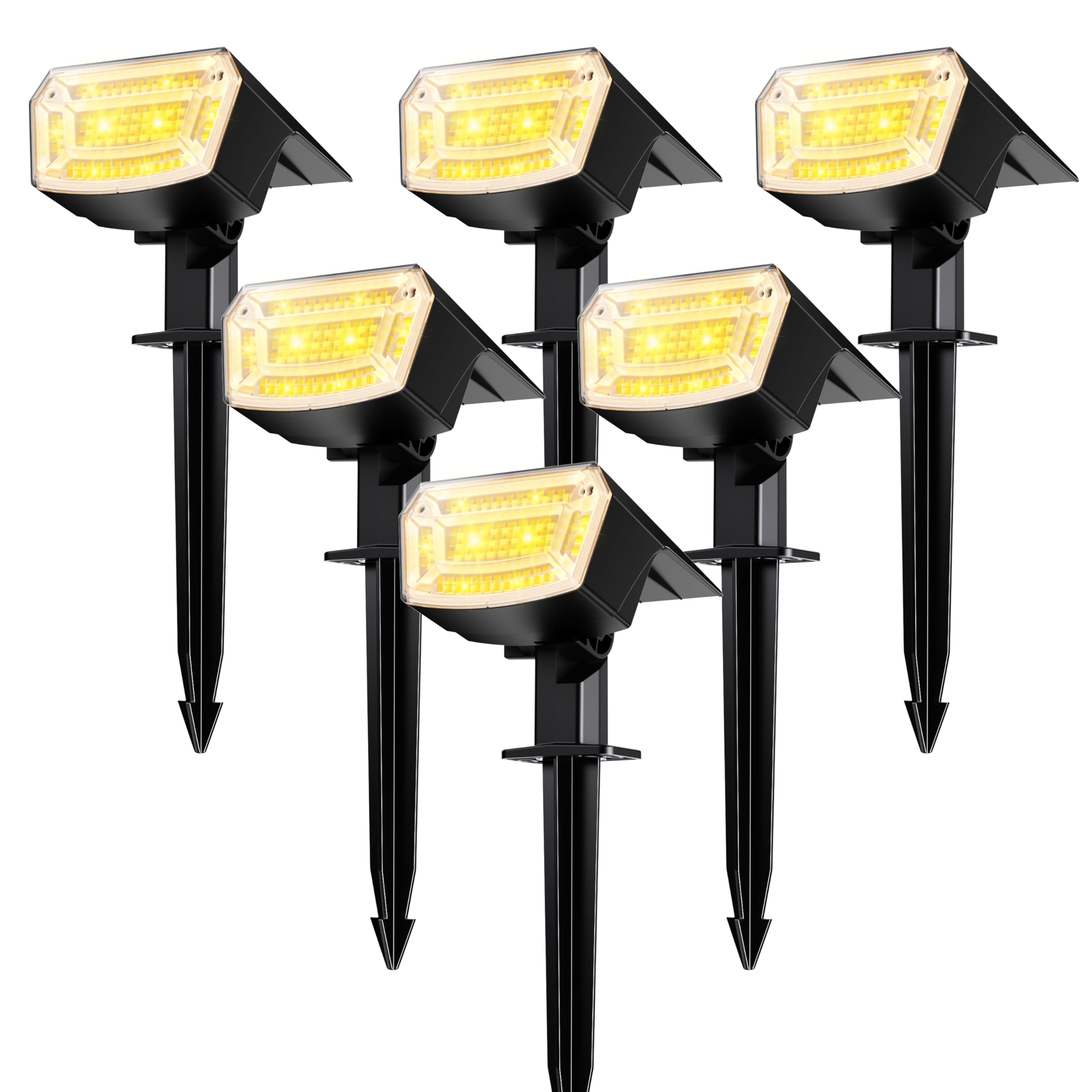 TECKNET Spot Lights Outdoor with 59 LED, 6 Pack Solar Lights Outdoor Waterproof IP65, Auto On/Off Solar Spot Lights, 3 Lighting