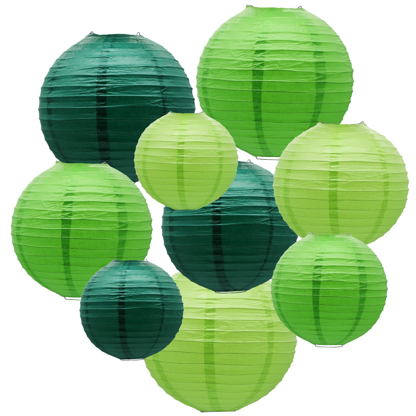 ADLKGG Green Paper Lanterns - Round Hanging Decorations for Parties, Weddings, and Events - Model: PaperLantern12-005