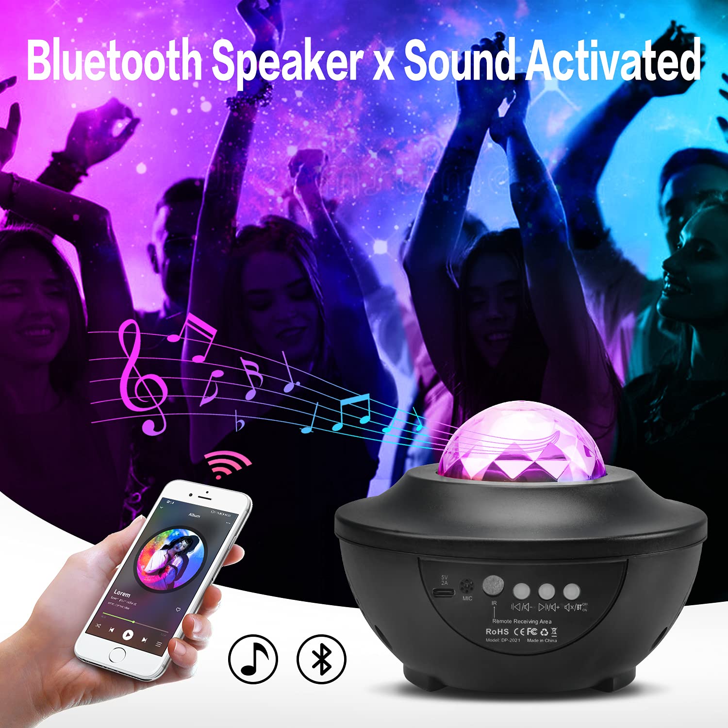 Sopco Galaxy Projector Lights With Bluetooth Speaker, Rgb Color Changing, Remote & Voice Control