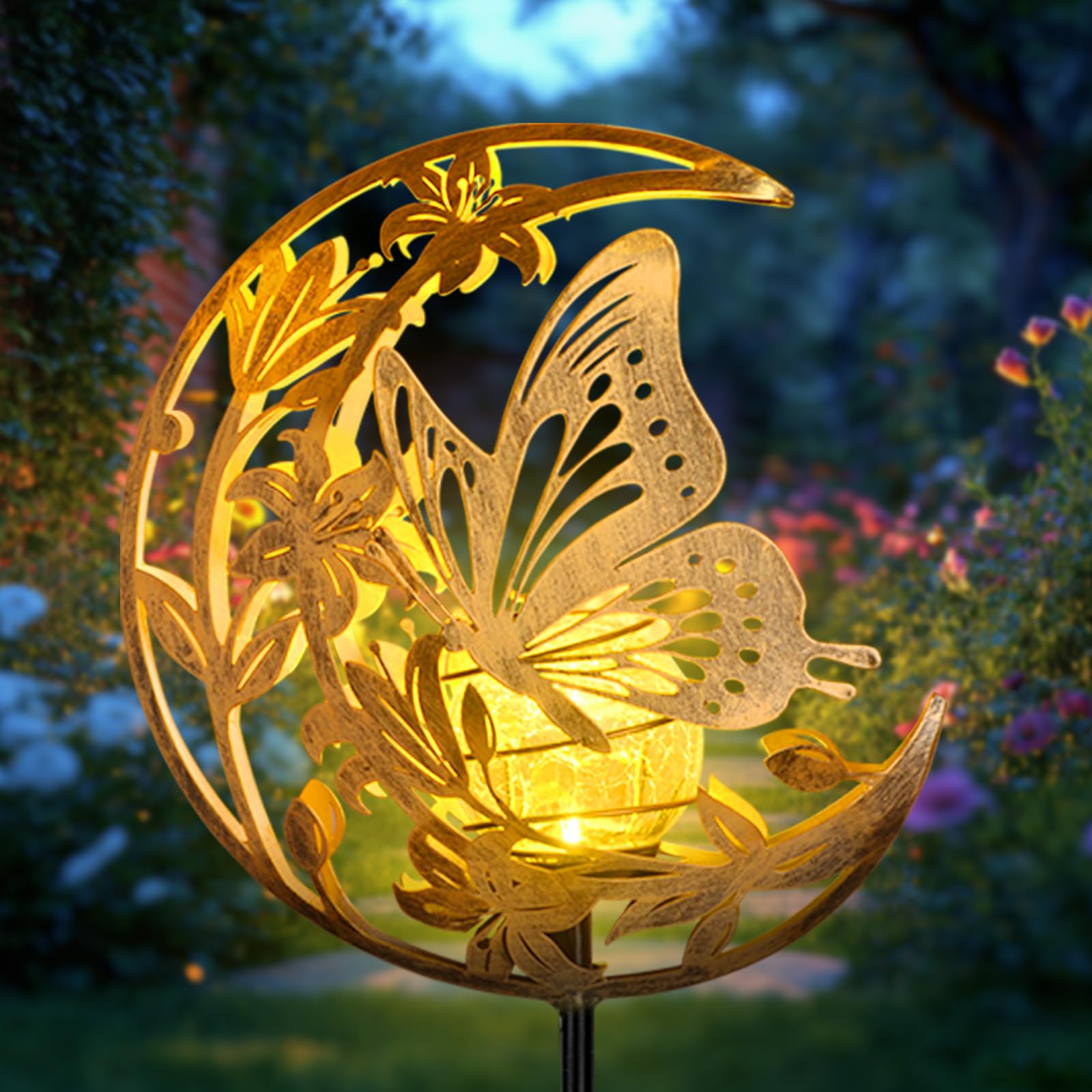 JOBOSI Solar Butterfly Floor Lamp, Waterproof Outdoor Solar Light for Garden, Yard, Patio Decor, Auto On/Off, Long-Lasting Batte