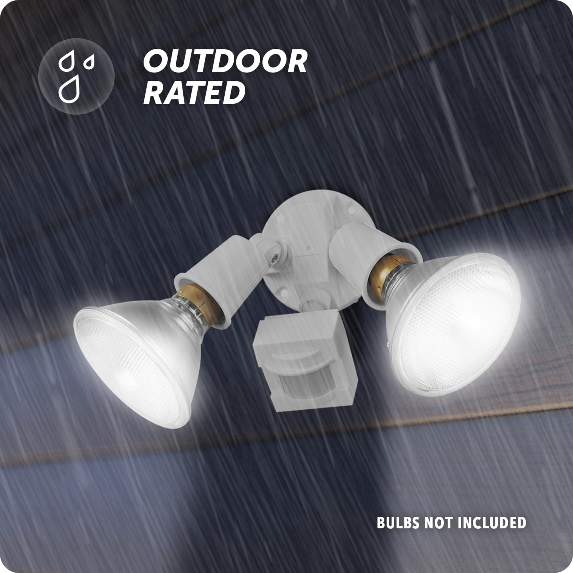 Globe Electric 110-Degree 240W Twin Head Motion Sensor Security Flood Light, White Outdoor Spotlight for Home