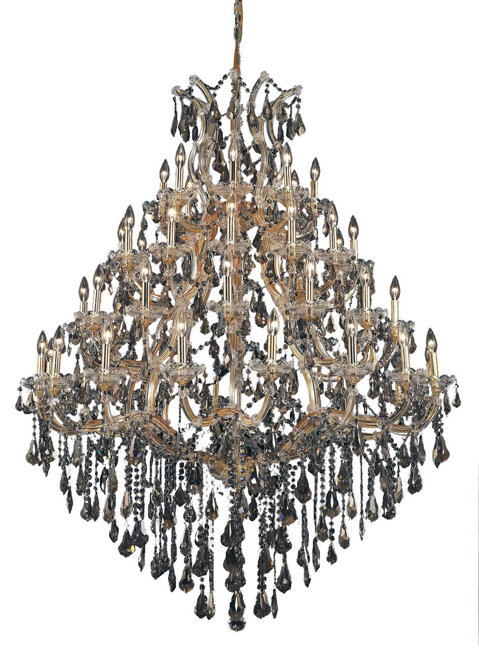 Elegant Lighting 2801G46G-GT/RC Maria Theresa 49-Light, Four-Tier Crystal Chandelier, Royal Cut Crystal in Gold with Golden Teak