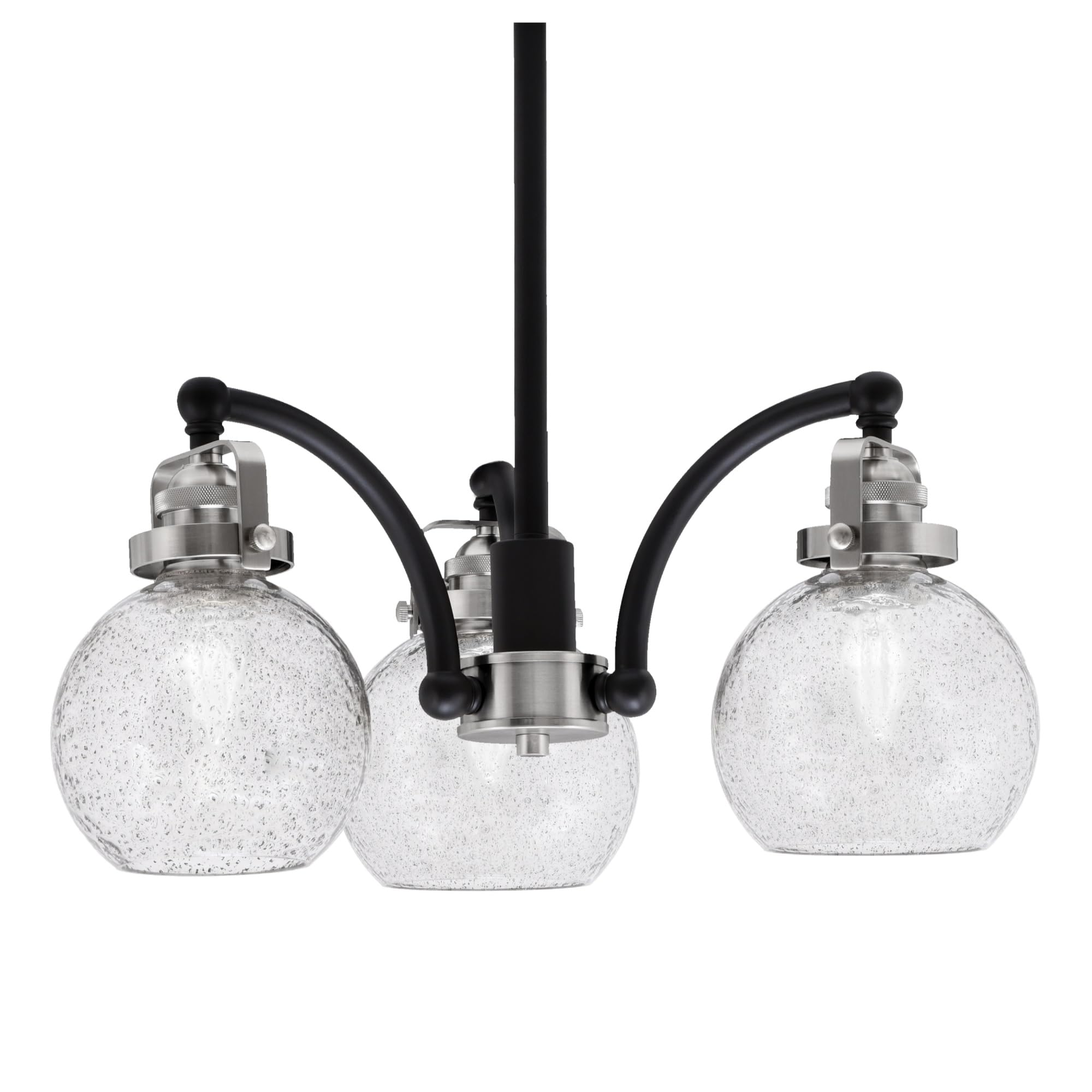 Easton Downlight, 3 Light, Chandelier Shown In Matte Black & Brushed Nickel Finish With 5.75&quot; Smoke Bubble Glass