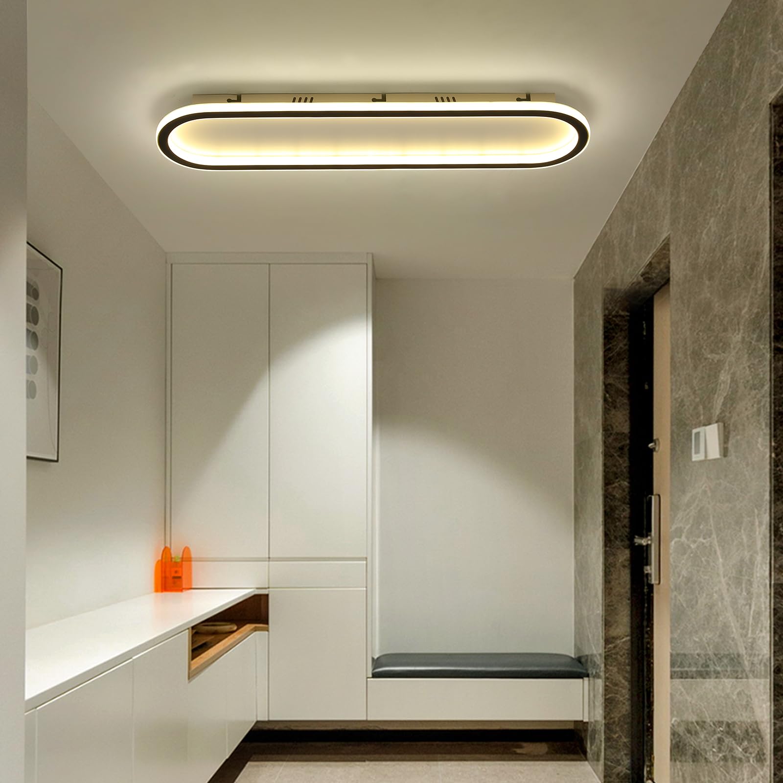 Matven 39in Flush Mount Ceiling Light Fixture, Dimmable LED, Remote Control, Acrylic, White, Modern Design for Bedroom/Balcony/Dressing Room