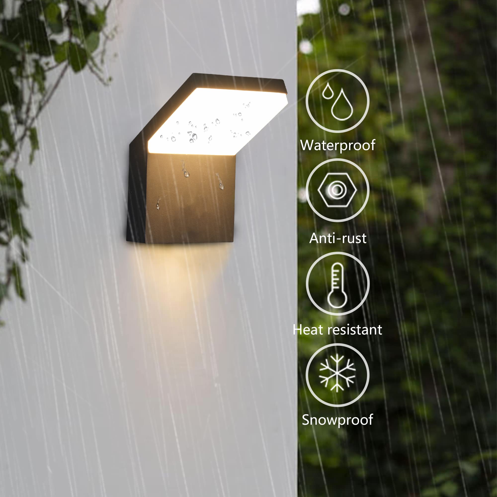 Lustrlach Led Outdoor Wall Light Fixture, Ip54 Waterproof Modern Sconce For Patio & Garden, 1800Lm