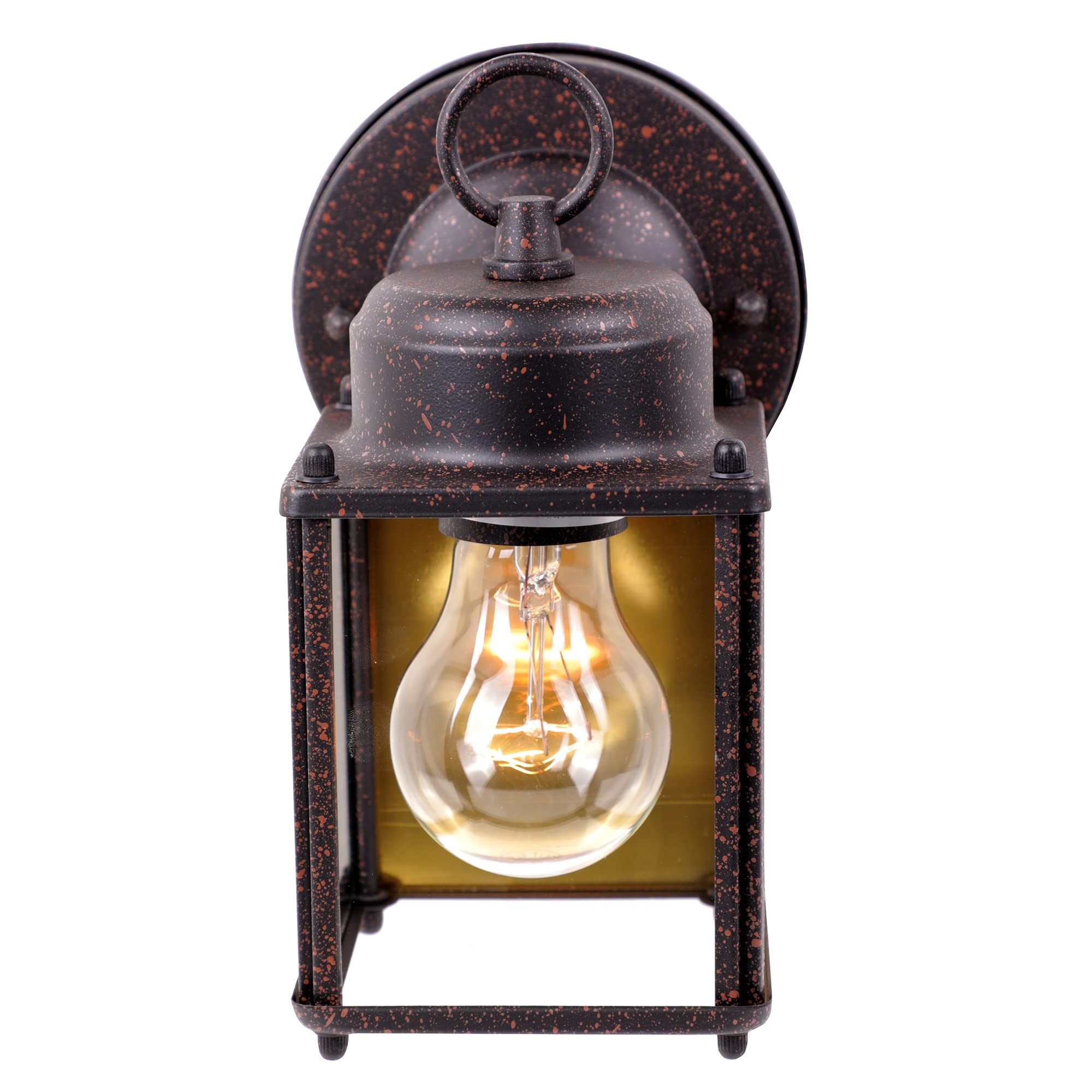 DESIGNERS FOUNTAIN Porch Outdoor Wall Lantern Sconce, 8in H, Rust Patina, Brass, Model 1161-RP