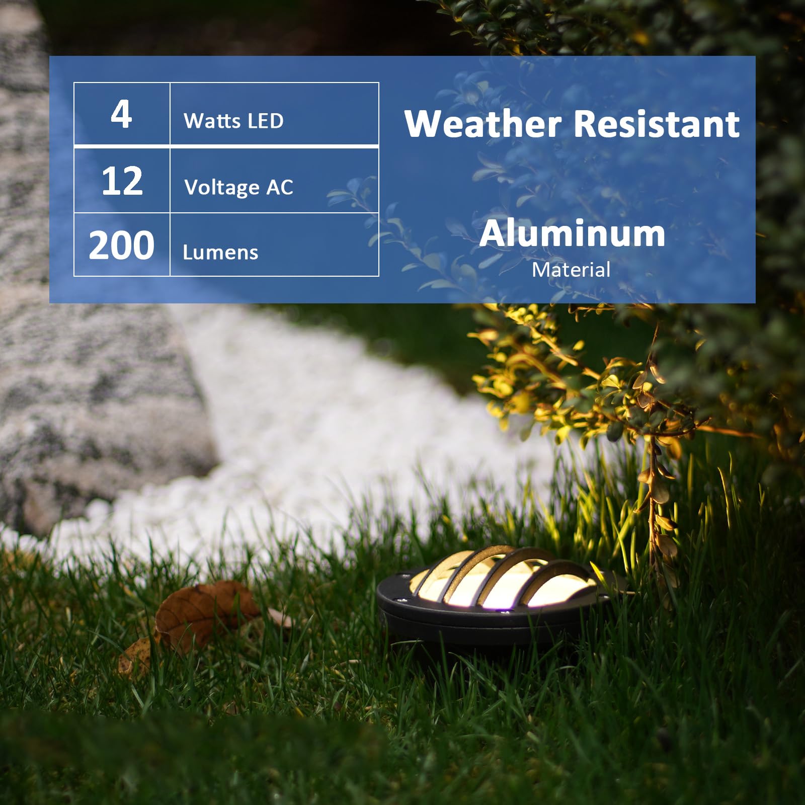 Malibu Low Voltage Landscape Lighting 4W Led In Ground Outdoor 12V Warm White Waterproof Well Light, 200 Lumen Black Finish With Connectors For Tree Light, Driveway, Garden, Black 1Pk