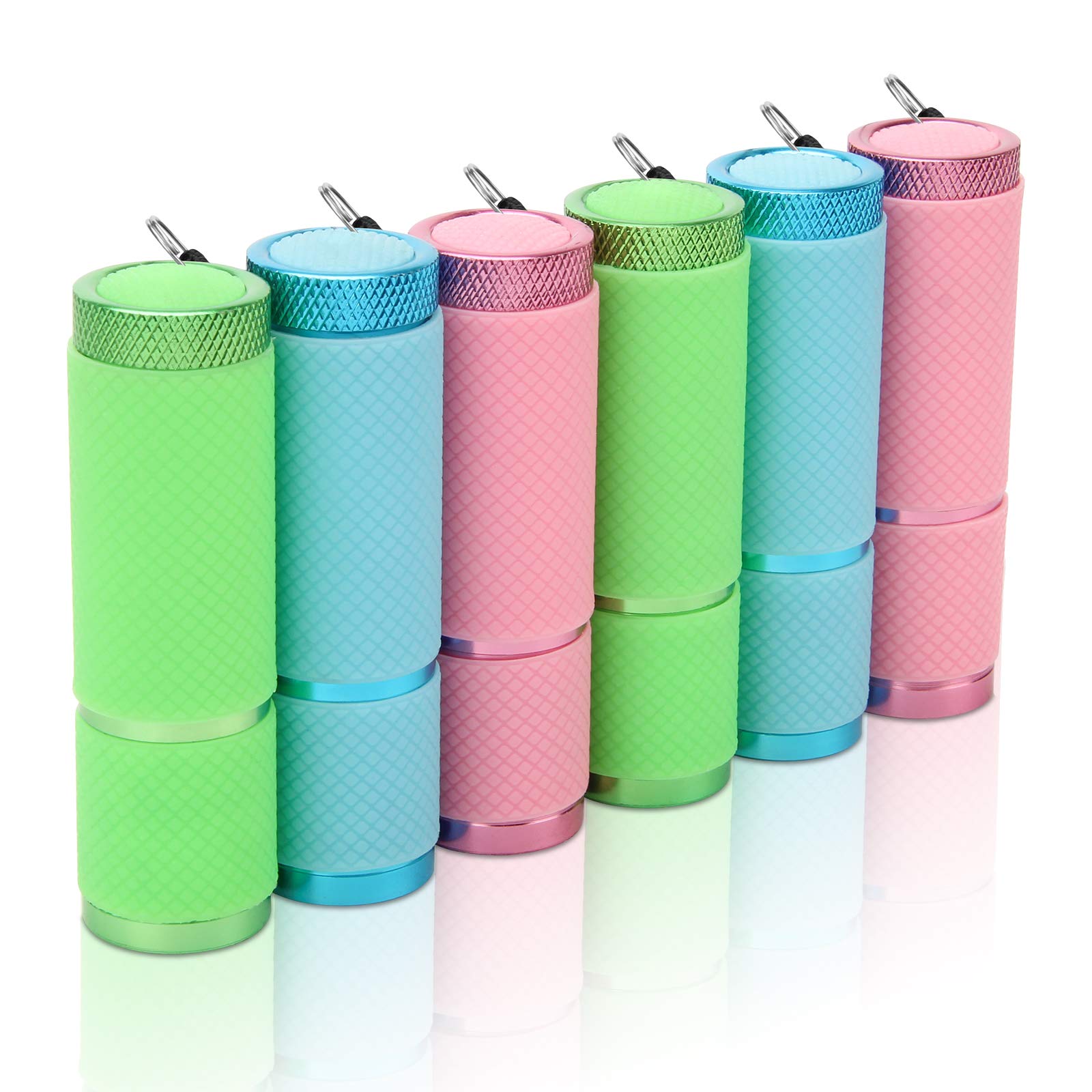 AHIER 9 LED Glow in Dark Flashlights, Rubber Coated, Portable Handy Lights for Camping & Hiking, Assorted Colors, Model ALLC-ButtonLED-4P