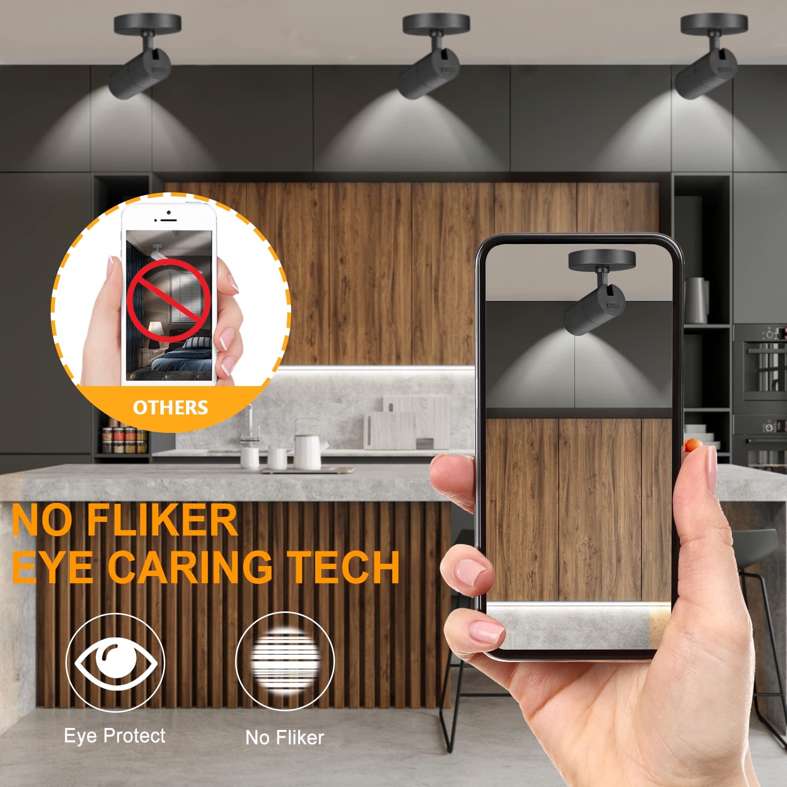 Vanoopee 10W Dimmable Led Ceiling Spotlight, Adjustable Directional Light, Black Accent Fixture