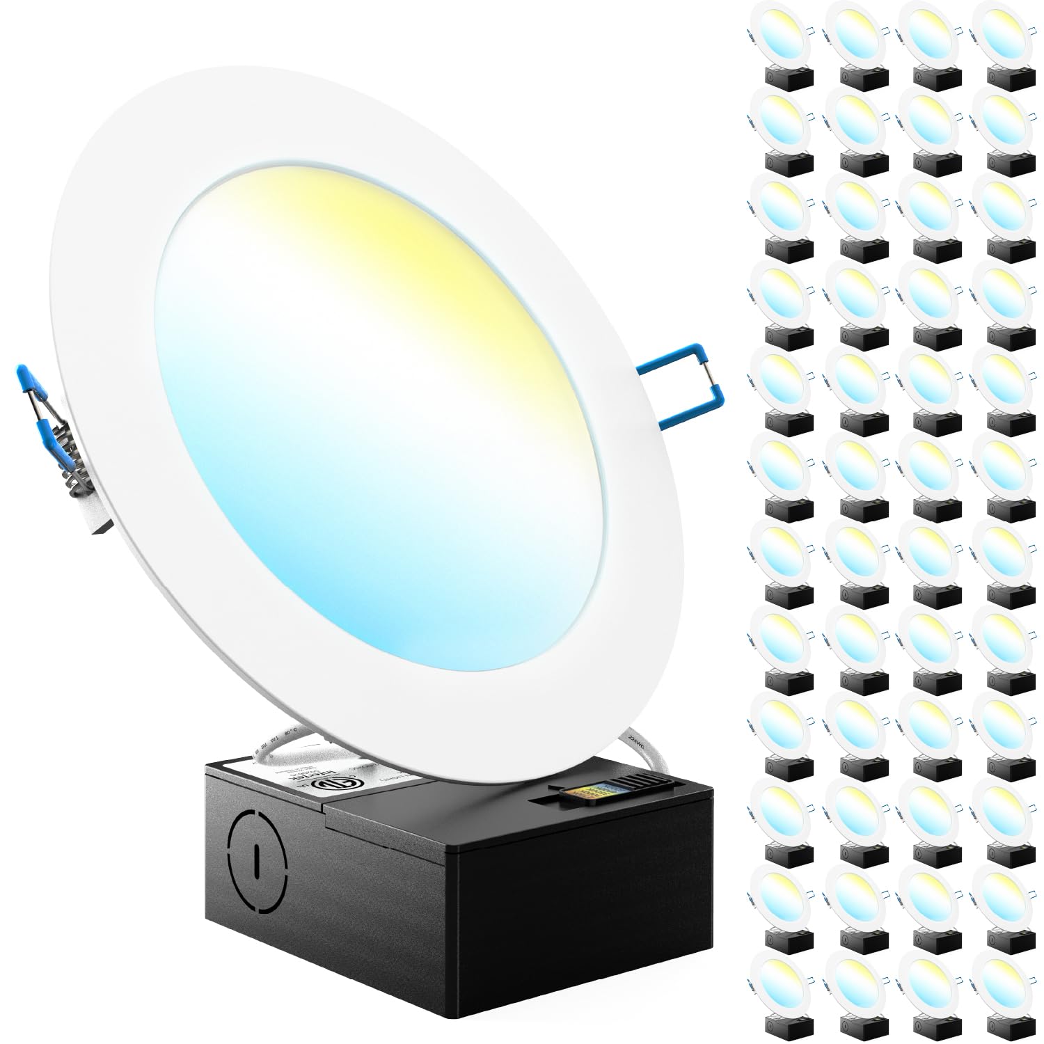 Sunco 48 Pack 6 Inch LED Recessed Light, Canless Ceiling Lights Slim with Junction Box, 850 LM, 14W (100W Equivalent), Selectabl