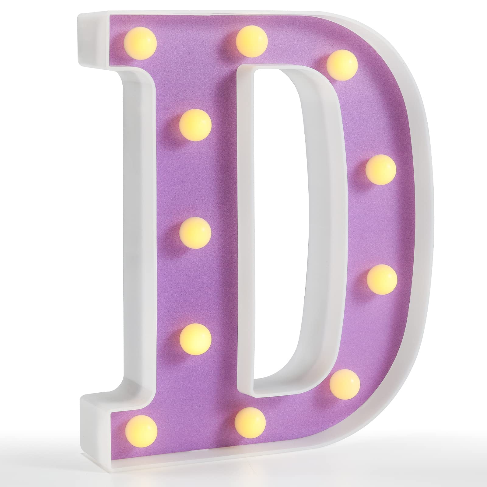 Pooqla LED Marquee Letter Light - Purple D, Plastic Night Light for Parties and Home Decor