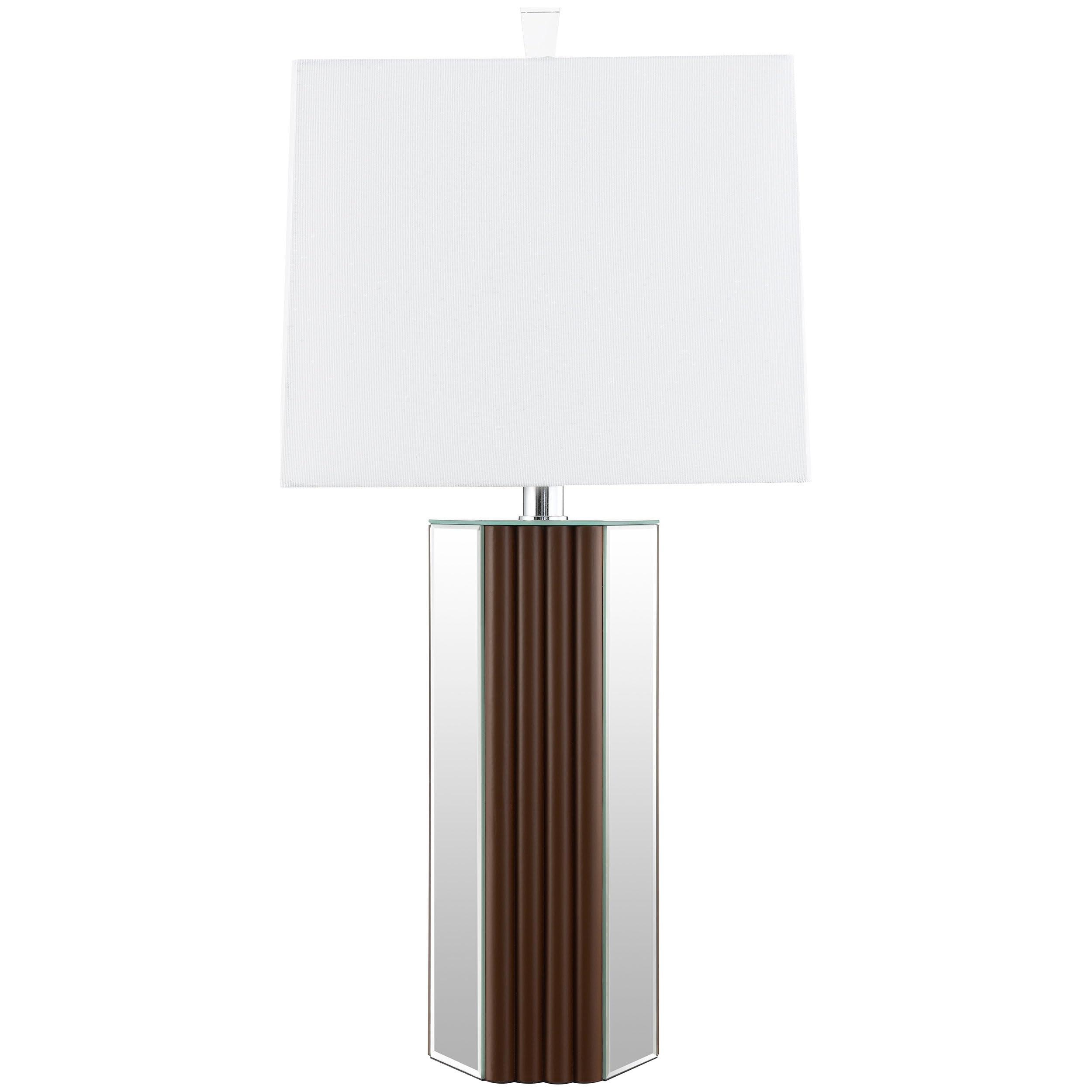 Coaster Home Furnishings Elena 30-Inch Square Tapered Mirrored Table Lamp Brown