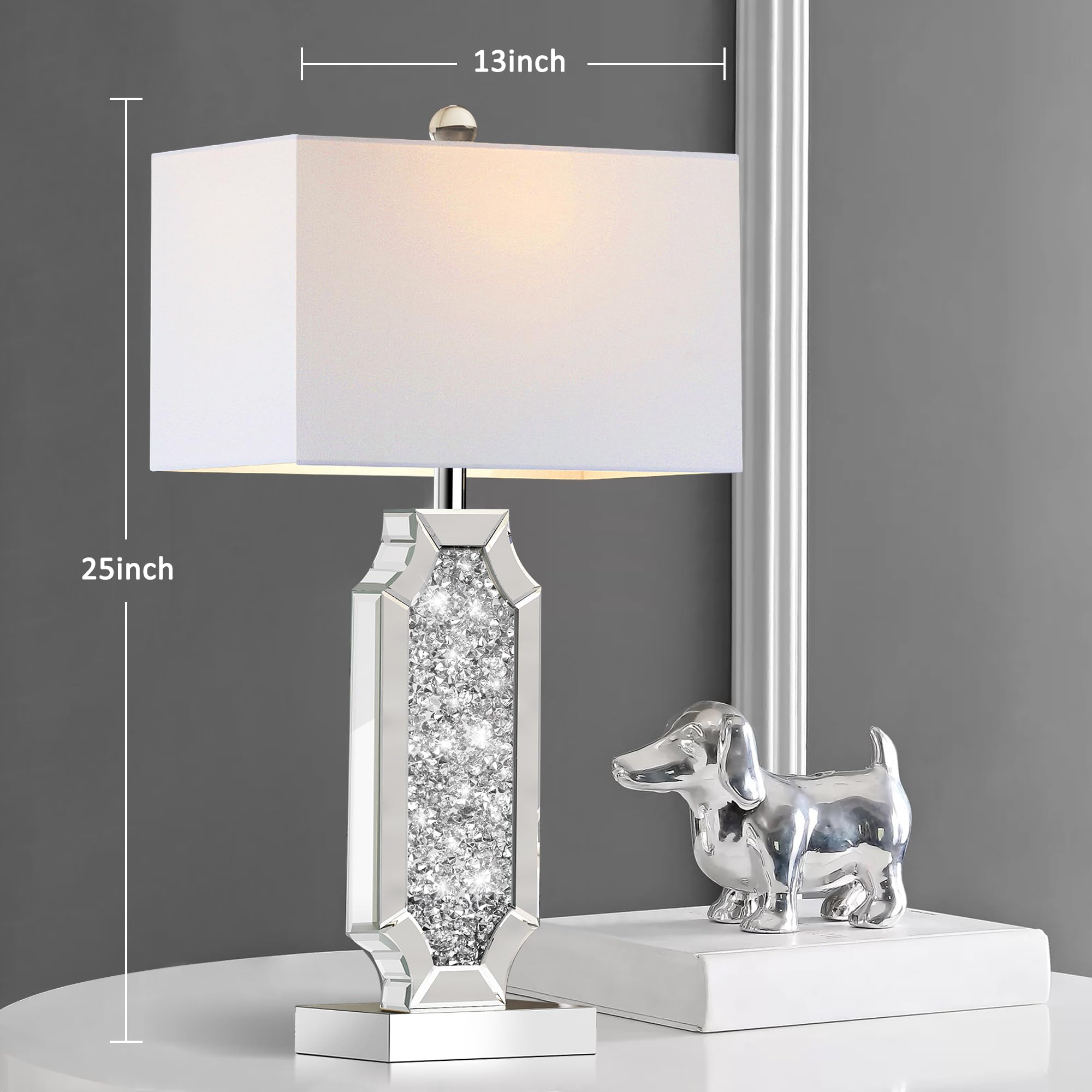 Hamucd 3-Way Dimmable Touch Bedside Table Lamps Set of 2, Silver with USB Ports, Tall Modern Nightstands for Living Room, Includes 2 Bulbs