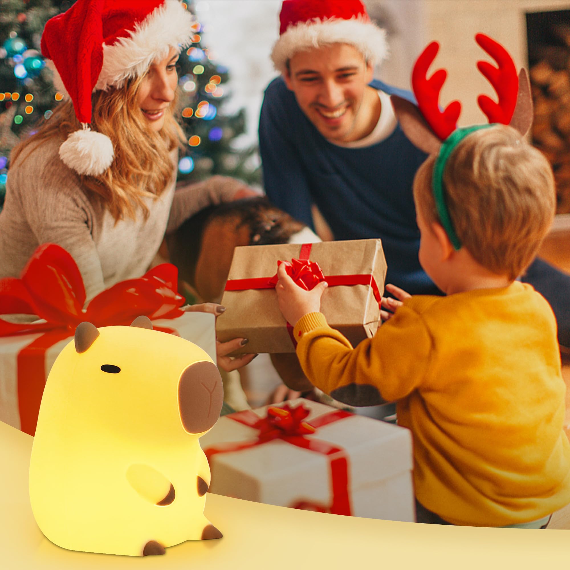 Attivolife Capybara Night Light For Kids, Animal Silicone Night Lamp Usb Rechargeable, Touch Control With Dimmable & Timer, Cute