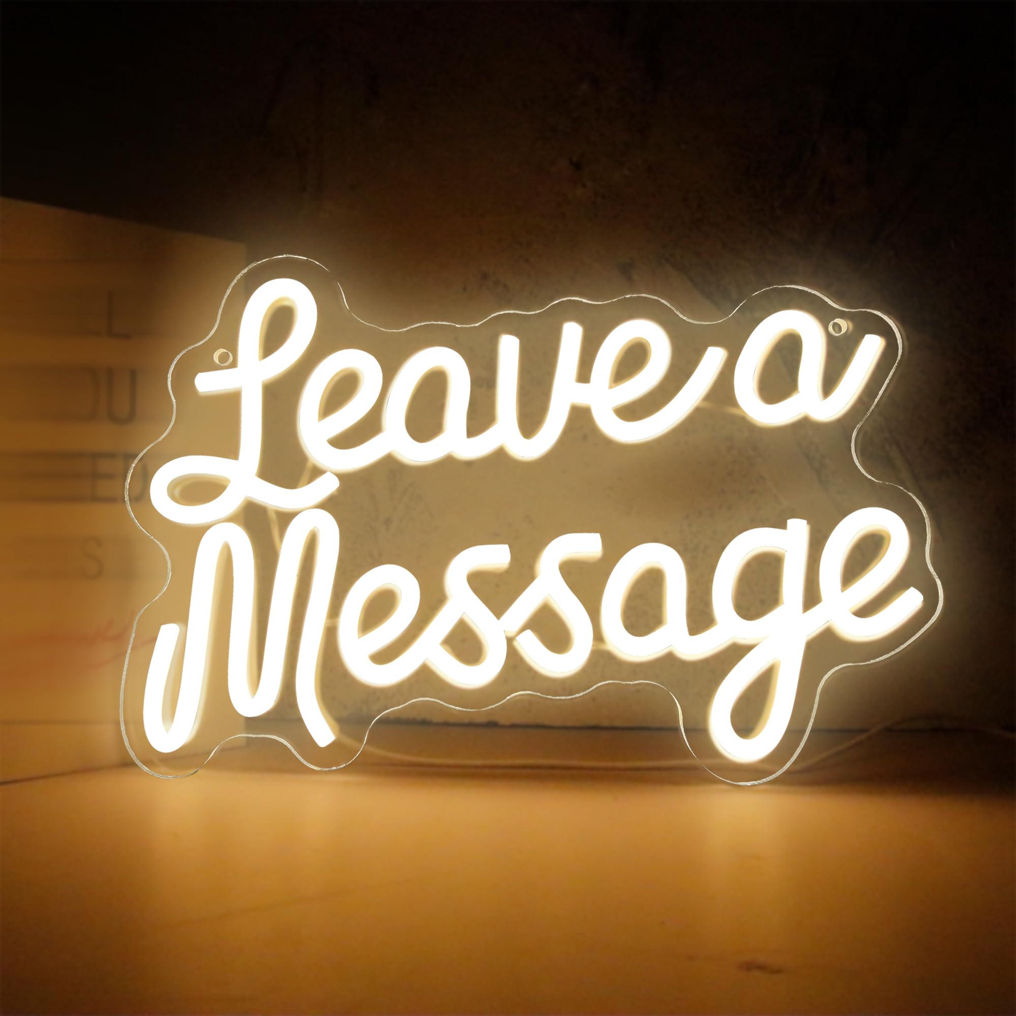 Dracey Neon Sign, Leave a Message Wall Decor, Wedding Reception USB Powered, Acrylic, 8.4*12.5in