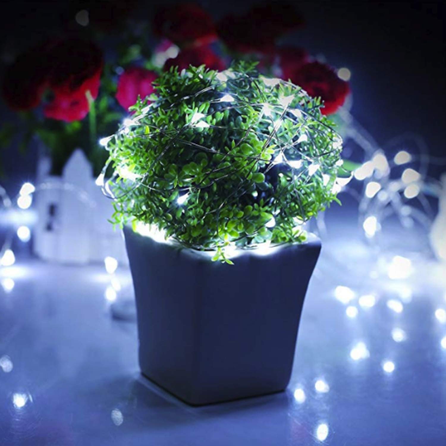 MANSAA M25 Battery Operated LED String Light | 5 Meter 50 LEDs | White Color | Battery Led Lights | Home Decor