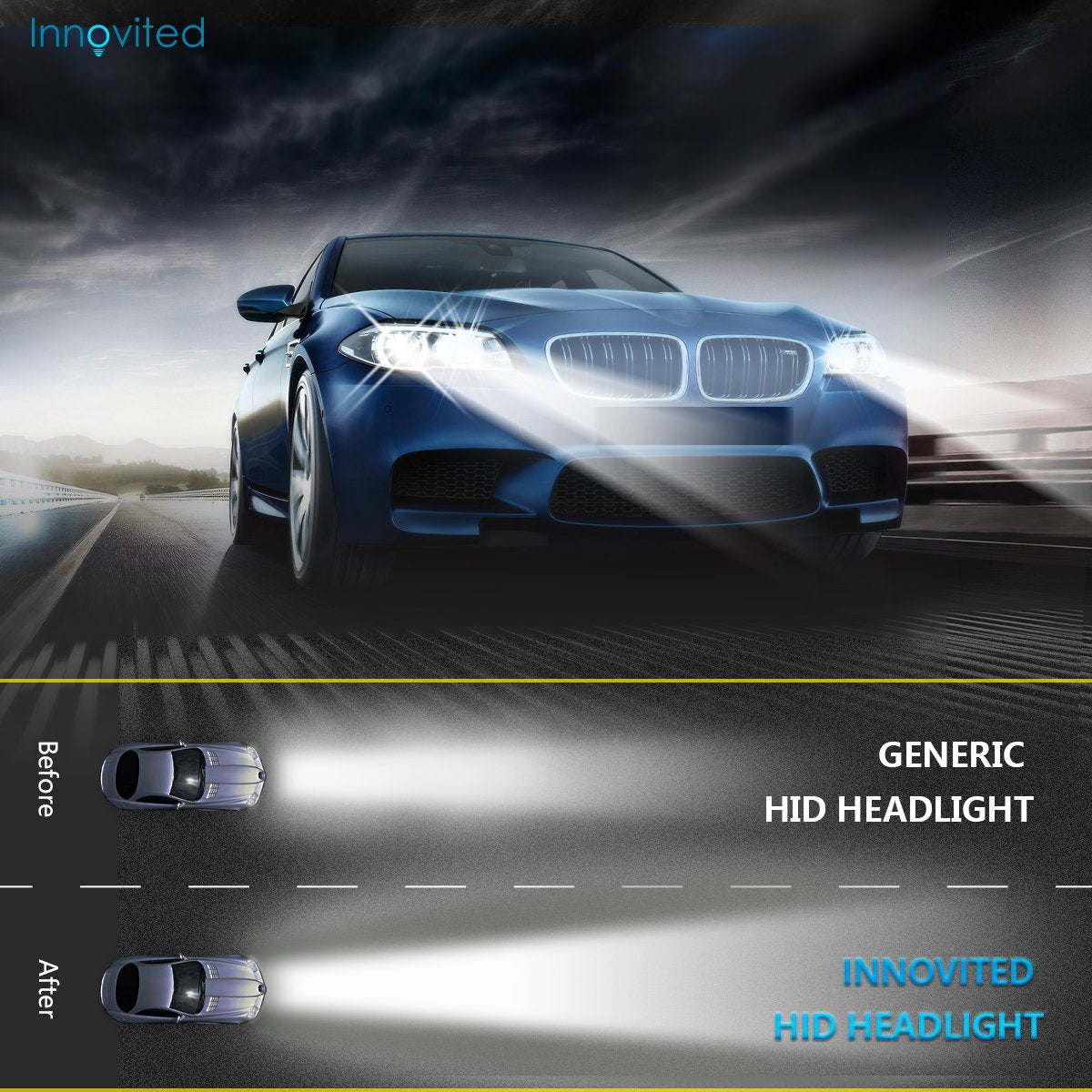 Innovited Premium 55W Xenon Replacement Bulb With Ballast - H4 9003 8000K