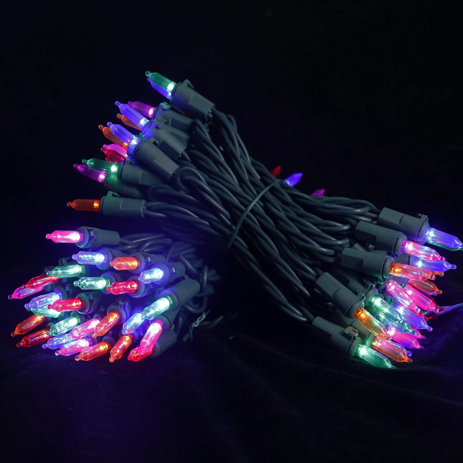 Multi-Sparking Led Christmas Lights - 66Ft, 200 Count, Green Wire, Multi-Color, Indoor/Outdoor, Model L100C/2F-A45