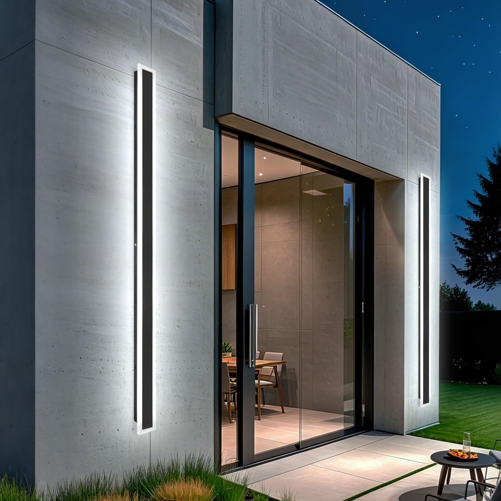 starhyams 71inch Modern Long Outdoor Wall Light 3000K-6000K Dimmable Black Outdoor Wall Sconce IP65 Waterproof Linear Exterior G