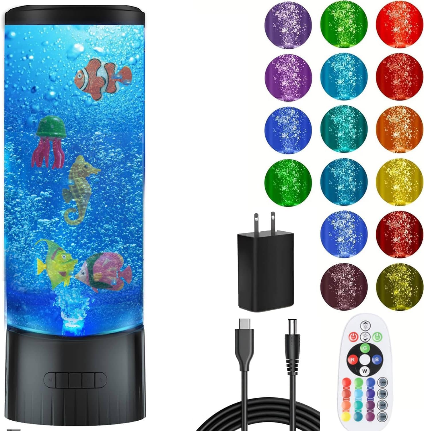 Sensory Bubble Tube Lamp for Autism & Anxiety Relief -Calming Water Bubble Table Light with Color Changing Compatible Aquarium Effect  Ideal for Kids Room  Therapy Office  Nursery Home