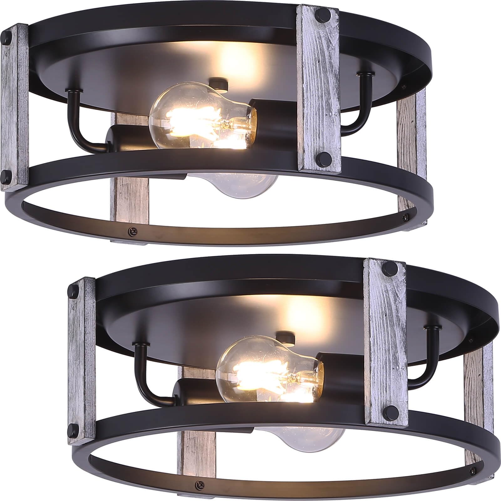 FEHEED 2 Pack Flush Mount Ceiling Light,Farmhouse Light Fixture, Ceiling Lights Painted Anti-Corrosive Black for Hallway,Entranc