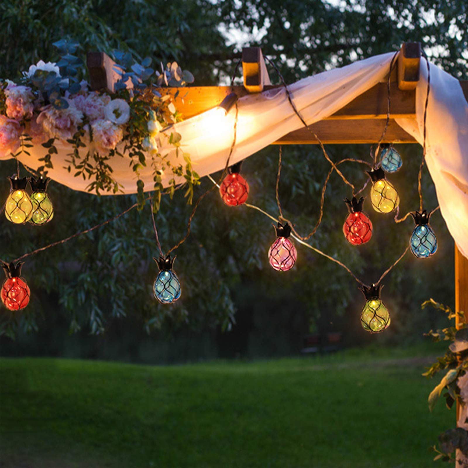 Vigdur Pineapple String Lights - 10FT Multicolor Waterproof Connectable Indoor/Outdoor Lighting for Parties and Festivals