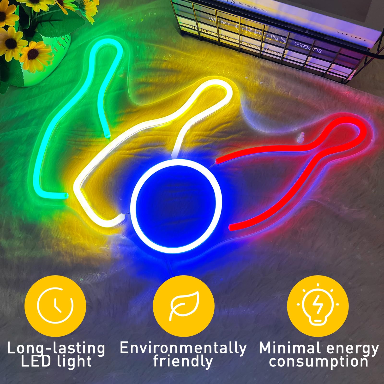 Bowling Neon Signs Sport Club Decor, USB Powered Bowling LED Neon Signs for Bowling Club Wall Decor Gameroom Man Cave Bedroom, G