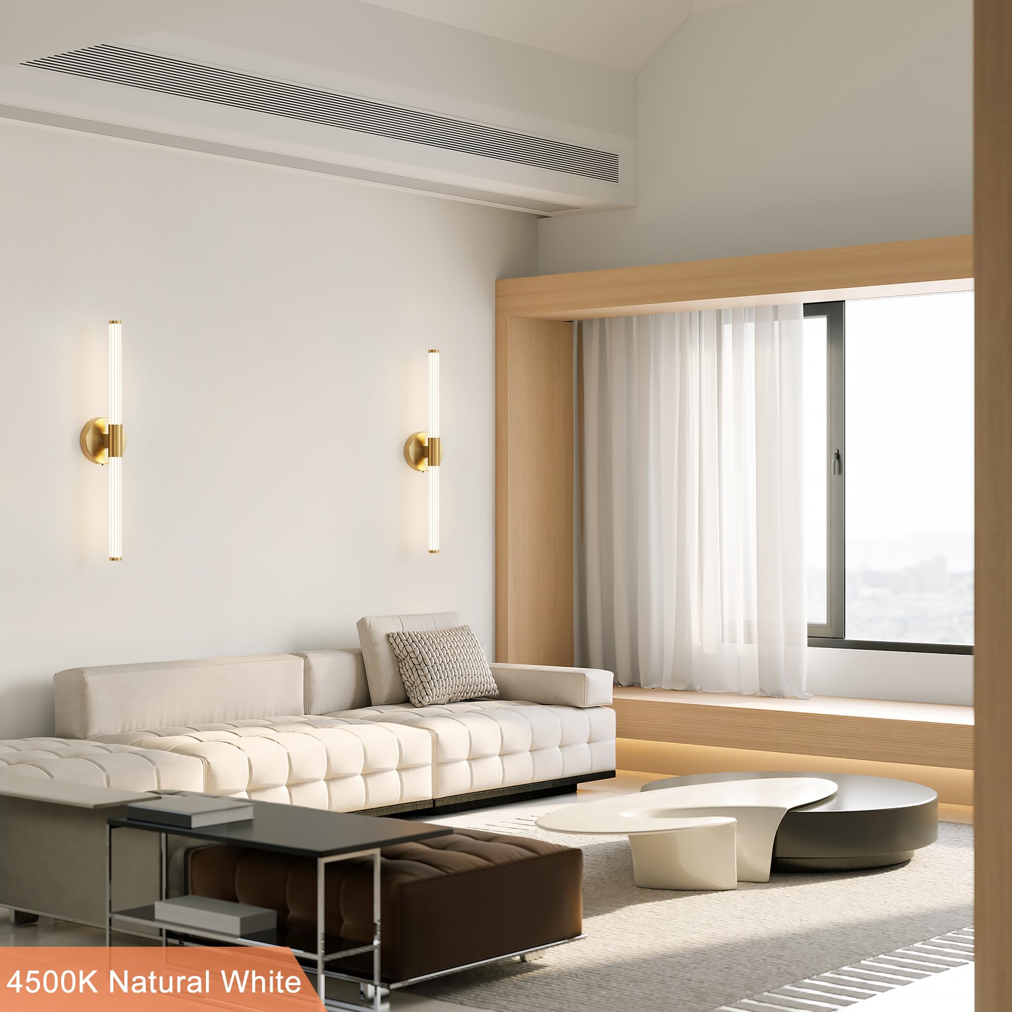 Gold Wall Sconces Set Of Two Hardwired  Dimmable 5Cct Led Bathroom Light Fixtures Over Mirror  360 Full Lighting 23 Inch Vanity Light Bar Modern Wall Sconce For Bathroom Bedroom Living Room