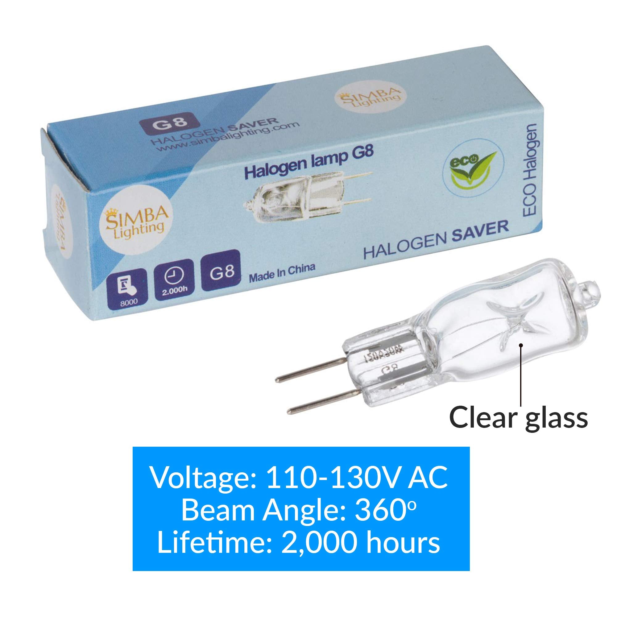 Simba Lighting Halogen Light Bulb G8 T4 35W Jcd Bi-Pin (10 Pack) Longer 1.7'' Length For Kitchen Hood, Landscape Lights, Desk An