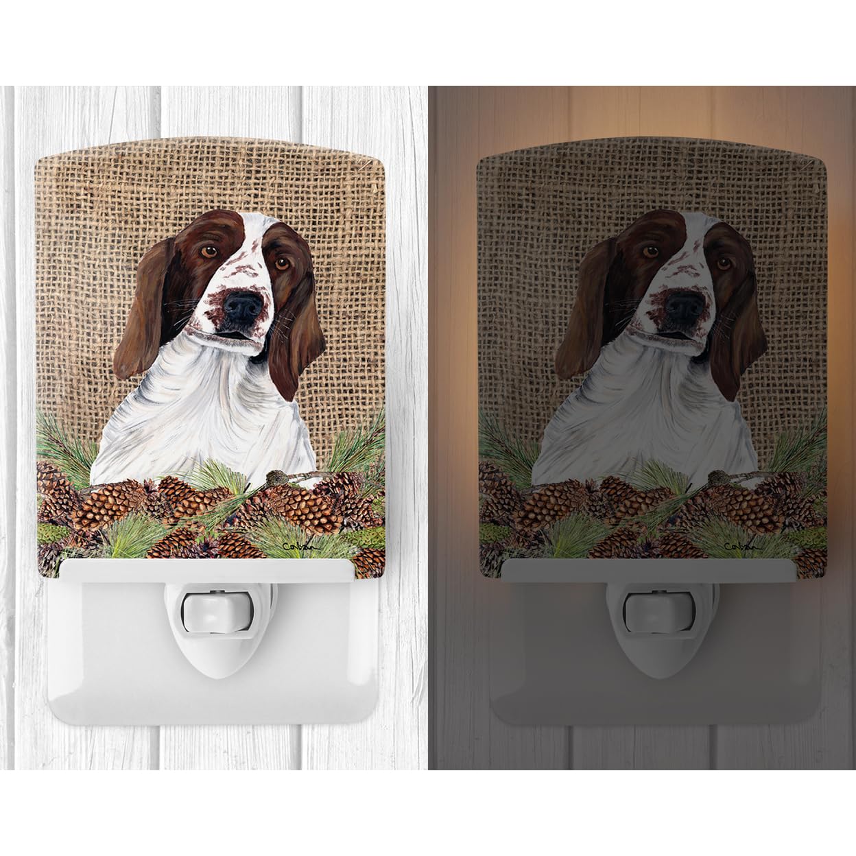 Carolines Treasures Ceramic Night Light, Welsh Springer Spaniel, UL-Certified, 6x4x3 inches, Model SC9043CNL, Multicolor
