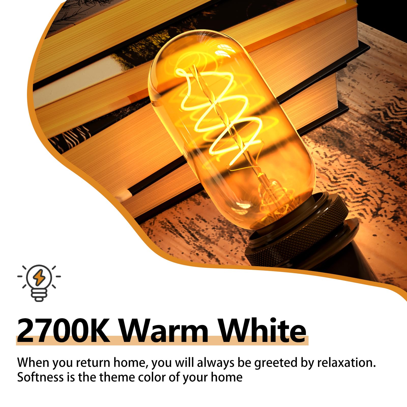 Nuodifan 4-Pack Vintage Led Edison Bulbs, Amber Glass 4W (40W Equivalent) 110V Spiral Antique Led Filament Bulb, 2700K Warm Whit