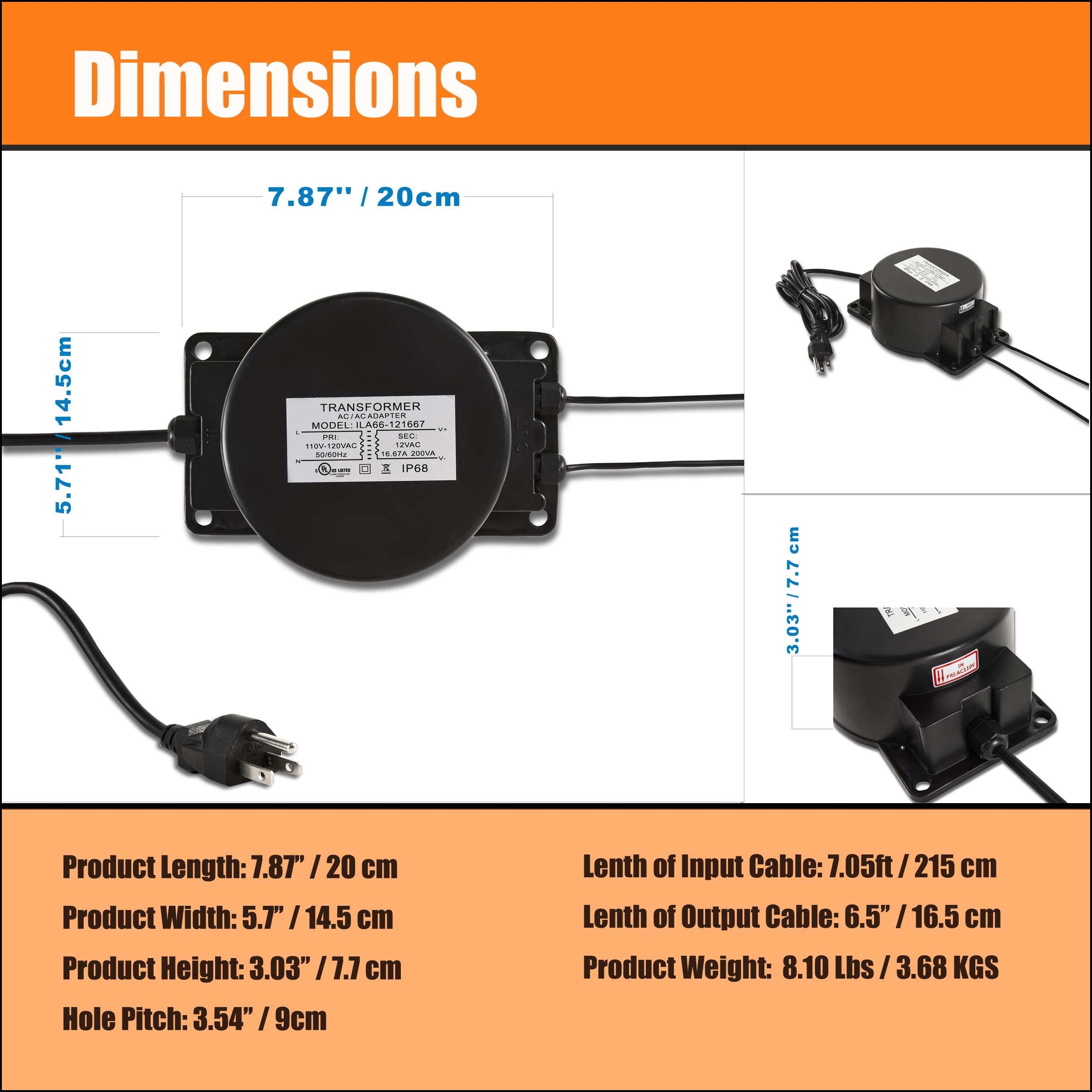 Nvmidtc Outdoor Landscape Transformer Ul Listed 110/120V To Ac 12V/16.67A, 200W Waterproof Power Supply Converter For Led Spotli
