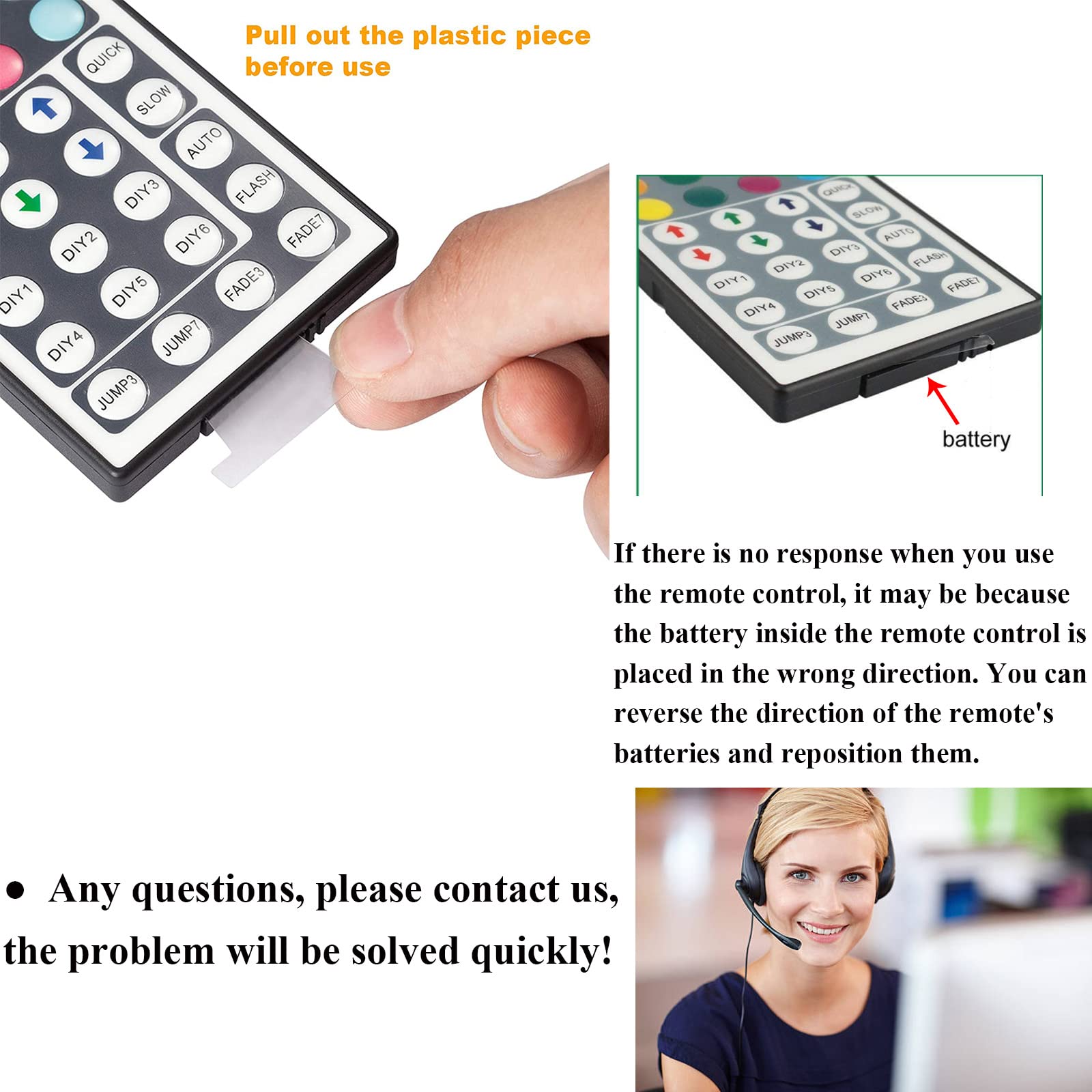 GALYGG Wireless 24 Key IR Remote Controller for RGB LED Strip Lights, DC 12V 2A Power Supply, Plastic/Metal, 24k Controller