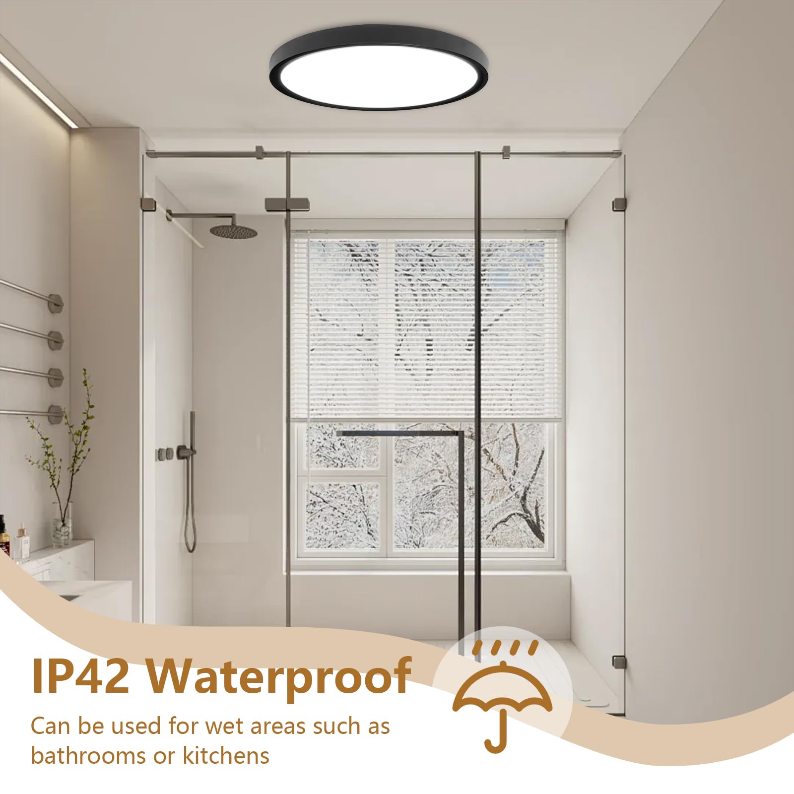 12Pk 12 Inch Led Flush Mount Ceiling Light, 24W, 2520Lm, 3000K/4000K/6000K Cct Selectable, 0.9Inch Super Slim Black Led Ceiling