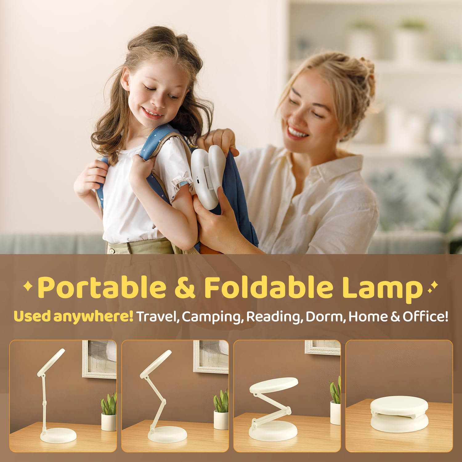 Small Desk Lamp Cute Desk Lamp,3600Mah Small Battery Operated Lamp Rechargeable Lamp,10 Brightness Battery Powered Lamp Recharge