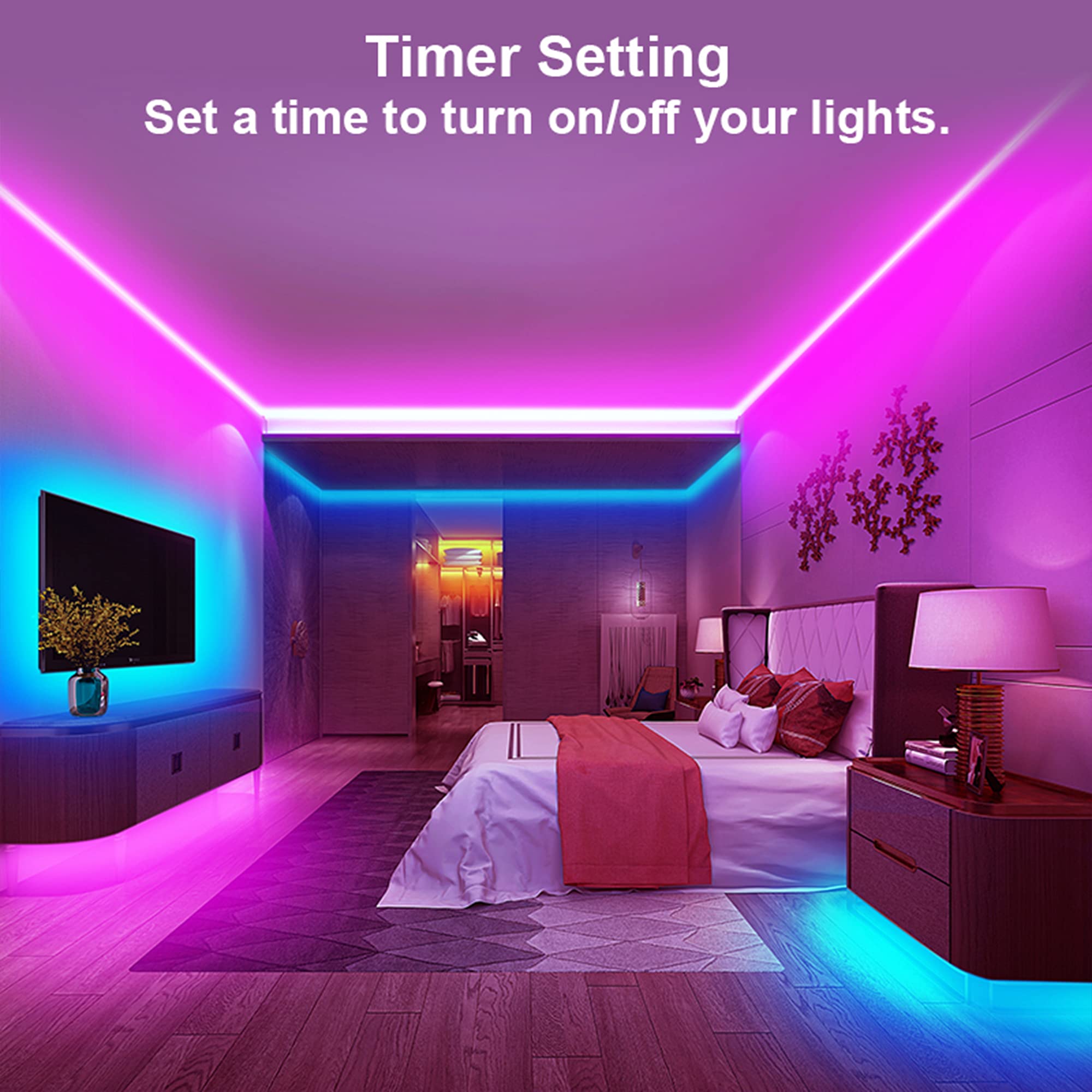 Maylit 6 Pcs Rgb Under Cabinet Lighting Kit, App And Remote Control Led Strip Lights, Music Sync Color Changing Led Lights With