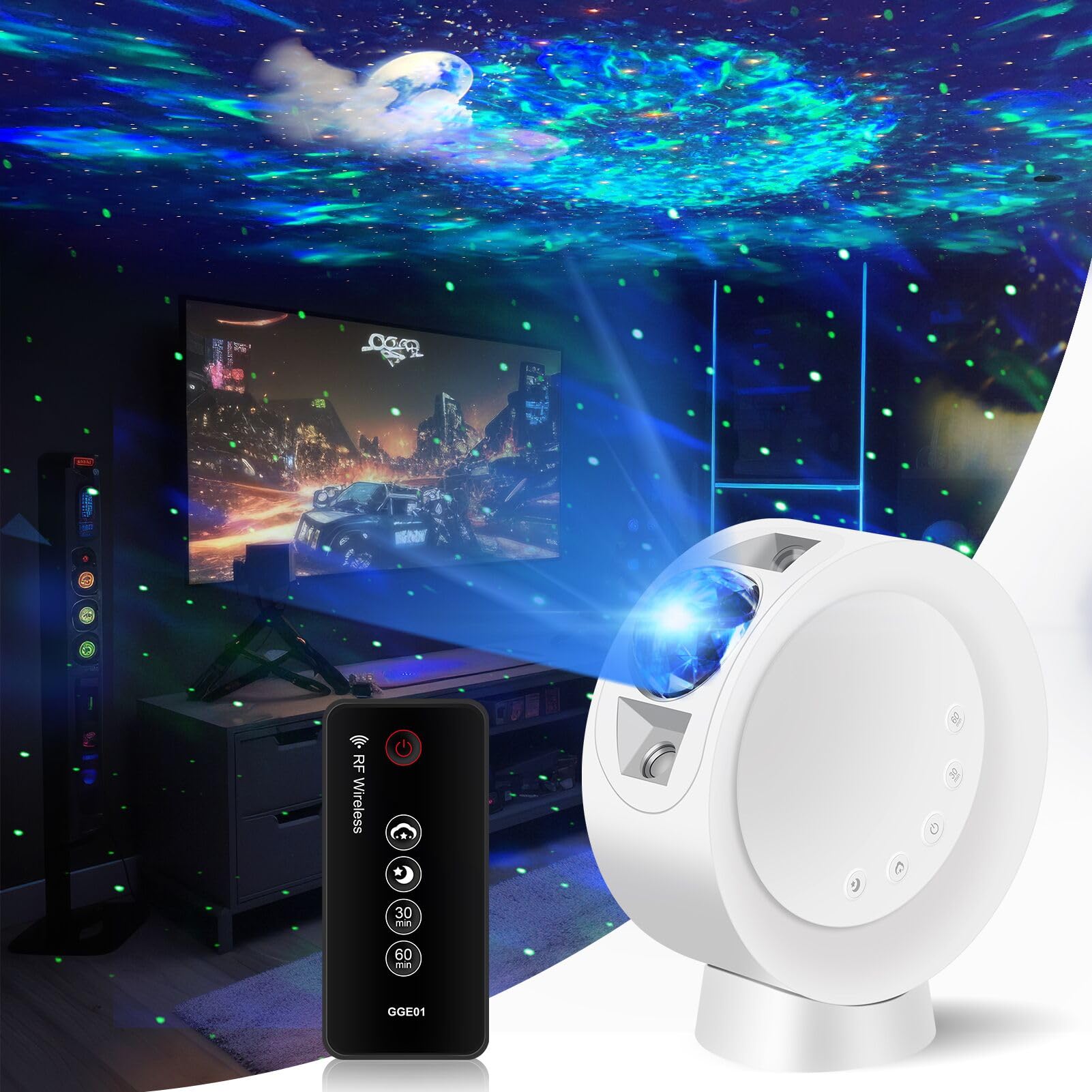 LitEnergy LED Sky Projector Light, Galaxy Lighting, Nebula Star Night Lamp with Base and Remote Control for Gaming Room, Home Th