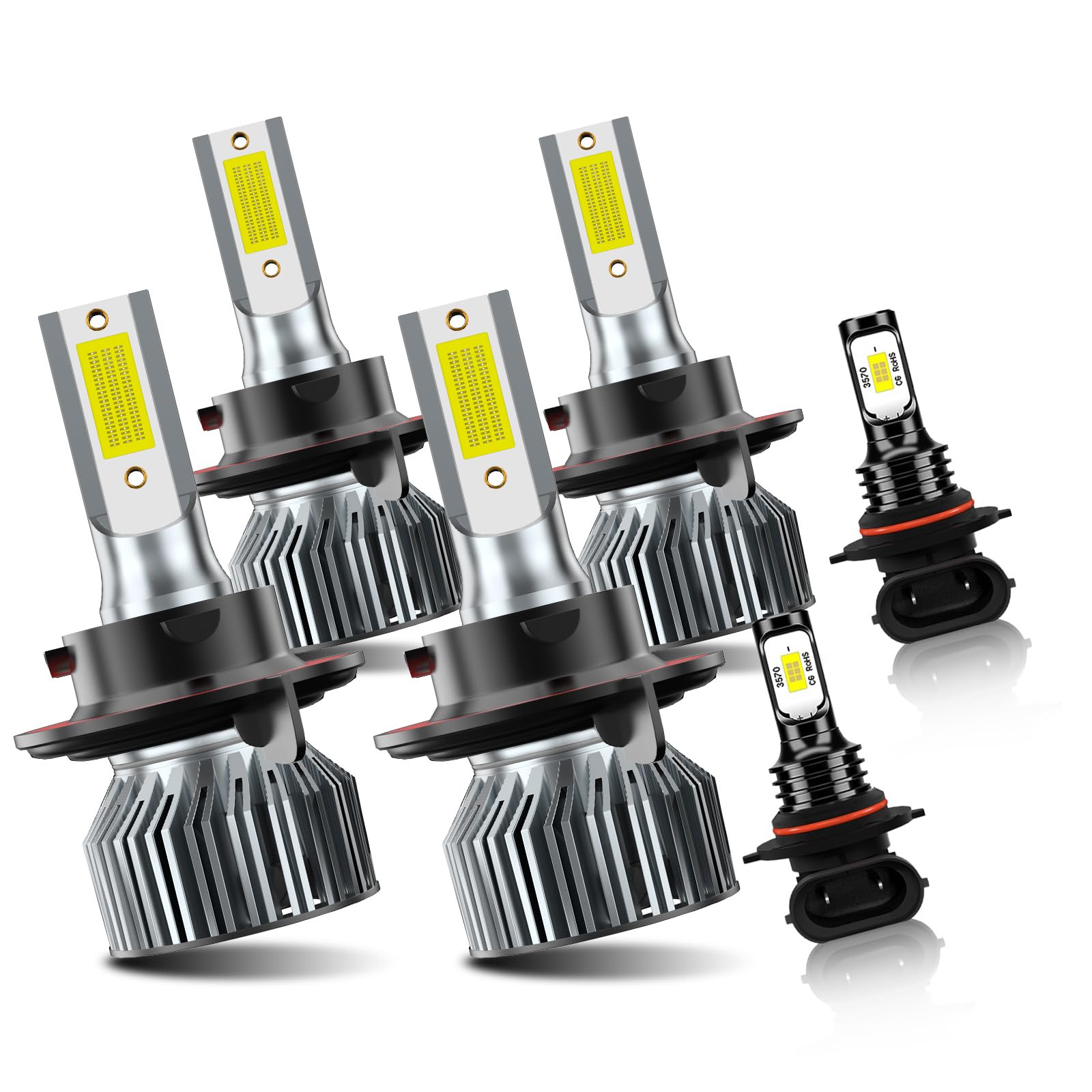 LUXIVORA For 2005-2022 Ford F250 F350 F450 F550 Super Duty High Low Beam Fog Light Bulbs, 6000K White, Pack of 6