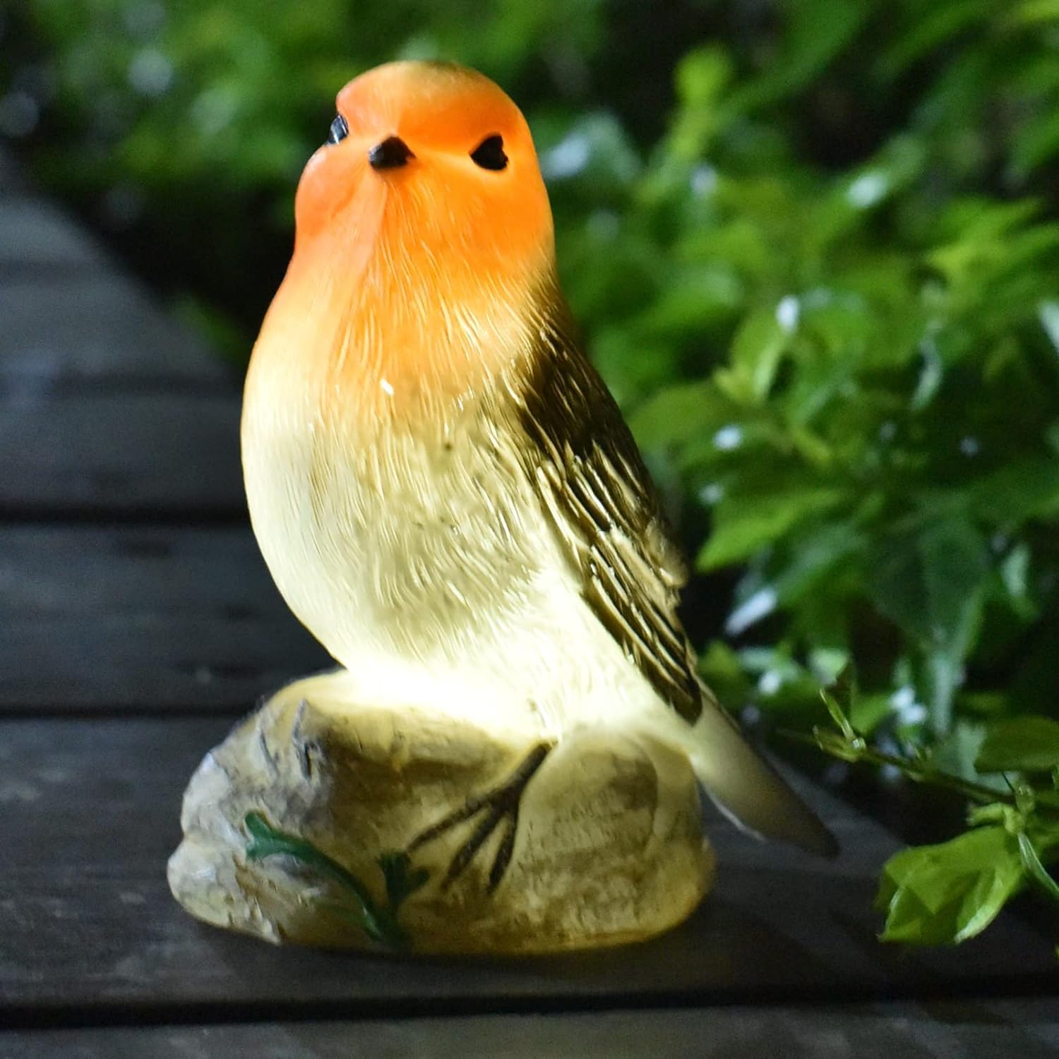 Generic Solar Garden Statues - Cute Bird Lights, Resin Material, Orange Color, Model 047, Outdoor Decor for Gifts