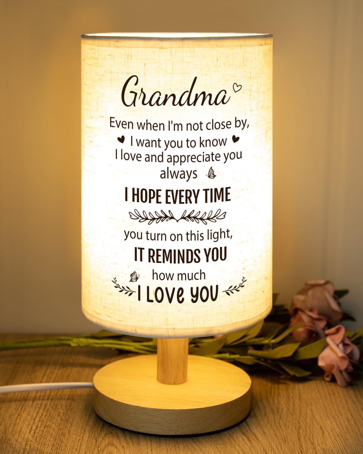Souhoney Grandma Birthday Gifts, Mothers Day Grandmother Long Distance Gifts From Granddaughter, Grandmother Desk Bedside Lamp H