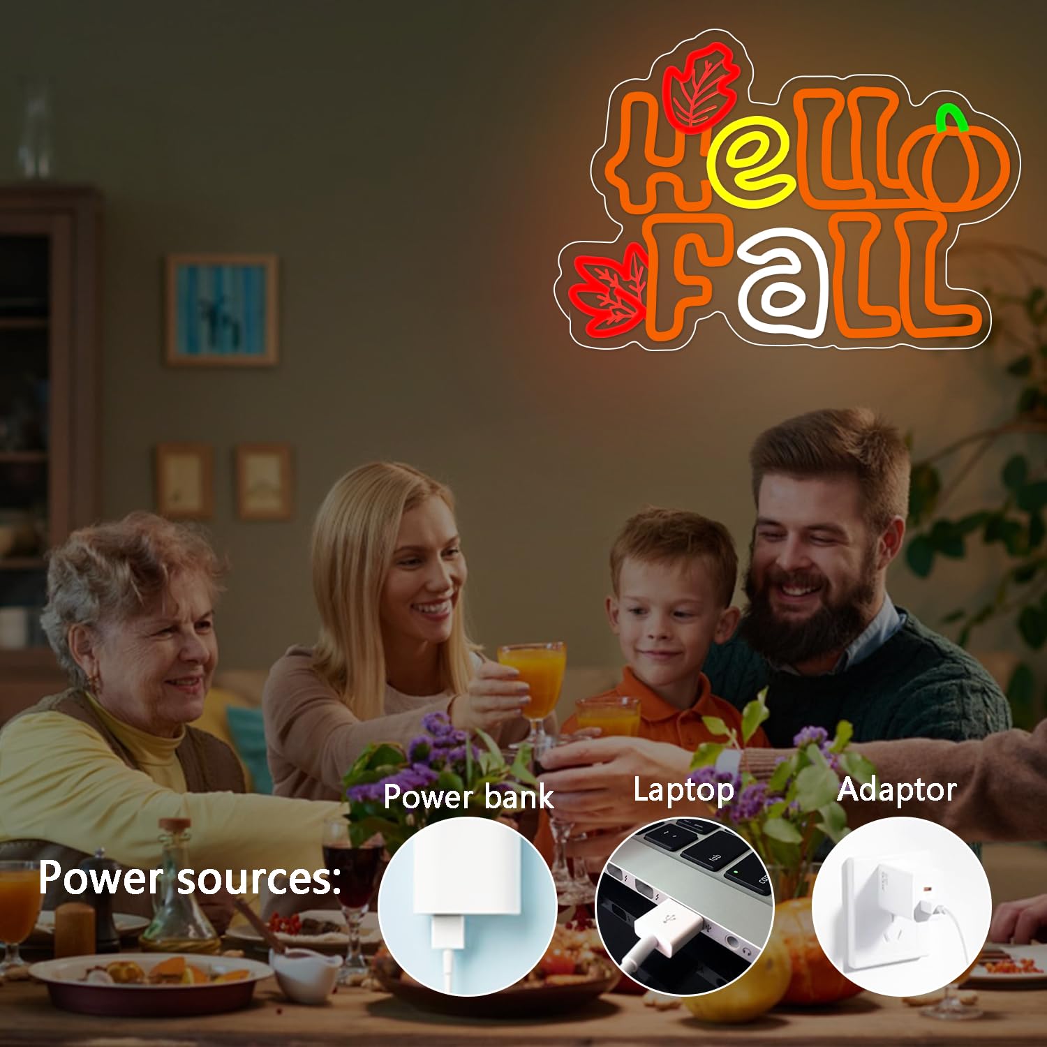 Hello Fall Neon Sign Dimmable For Maple Leaf Neon Sign Thanksgiving Led Neon Light Sign Thanksgiving Decorations For Autumn Room Bedroom Table Wall Decor Kids Holiday Gift Usb Powered